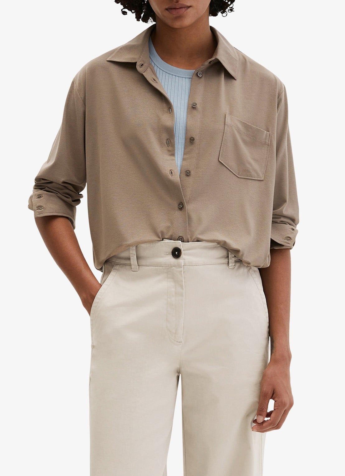 Marc O'Polo Blouse met borstzak - detail 3 bruin