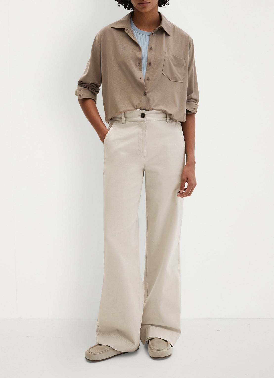 Marc O'Polo Blouse met borstzak - voorkant 2 bruin