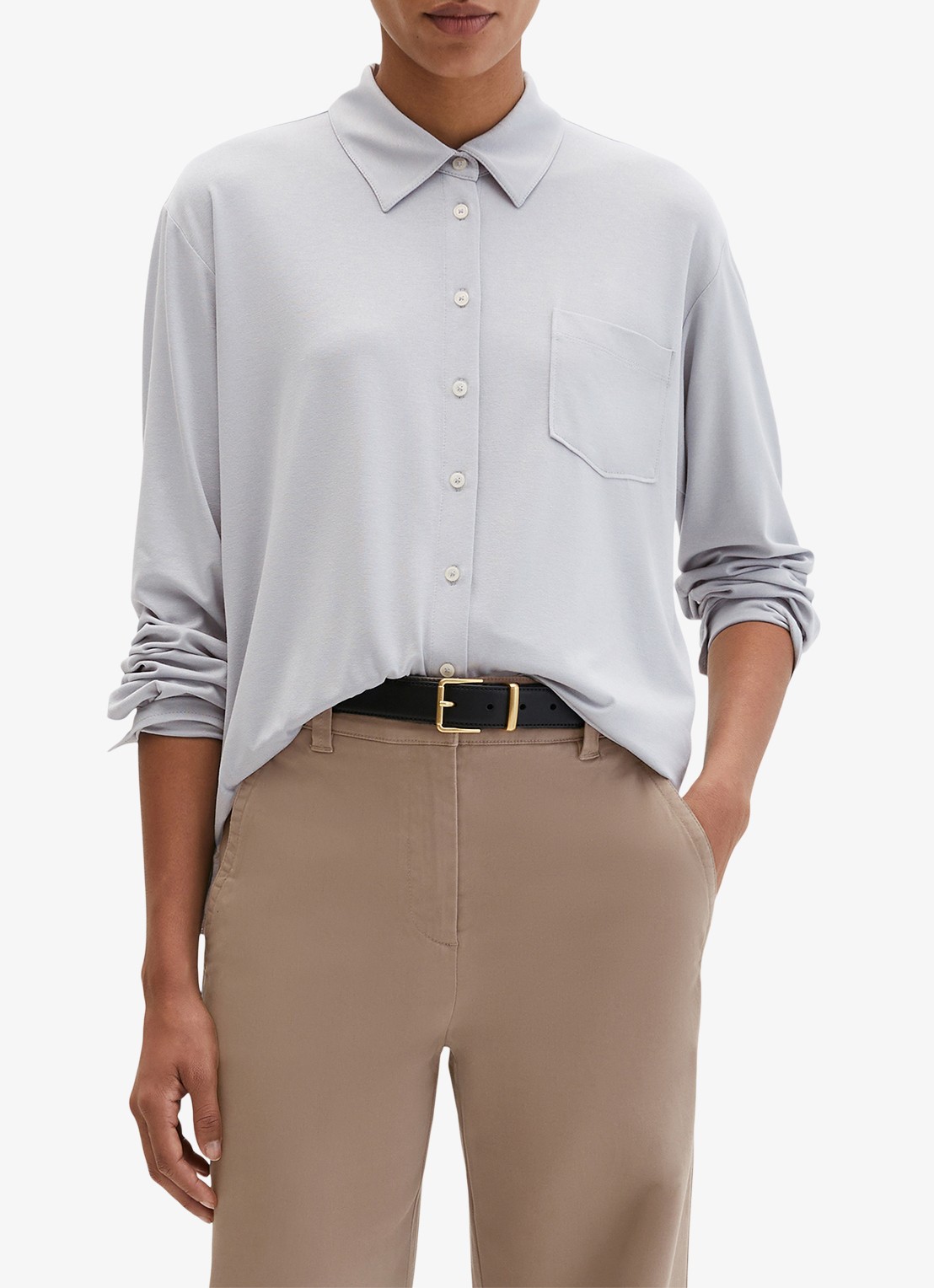 Marc O'Polo Blouse met borstzak - detail lichtgrijs