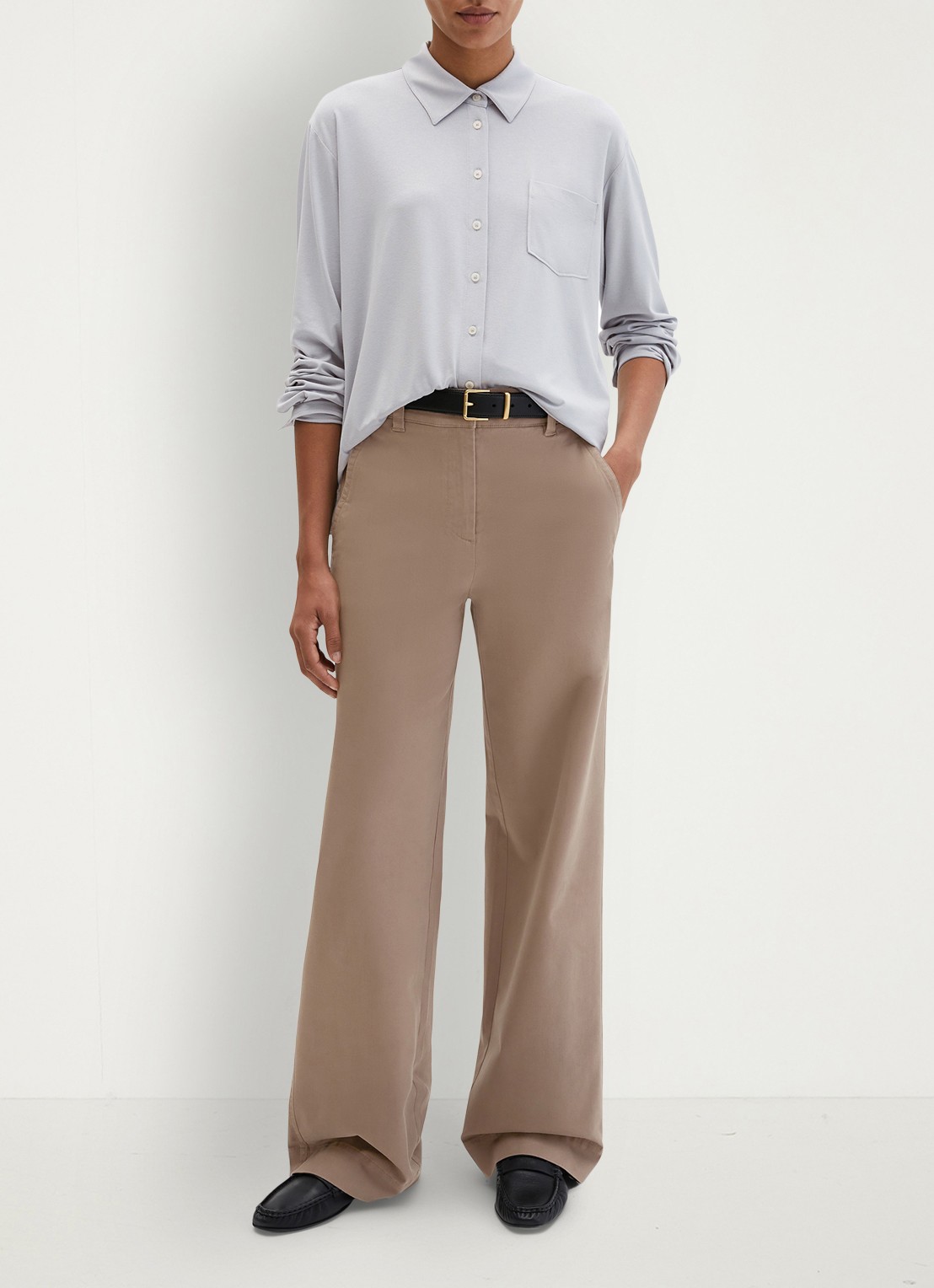 Marc O'Polo Blouse met borstzak - voorkant 5 lichtgrijs
