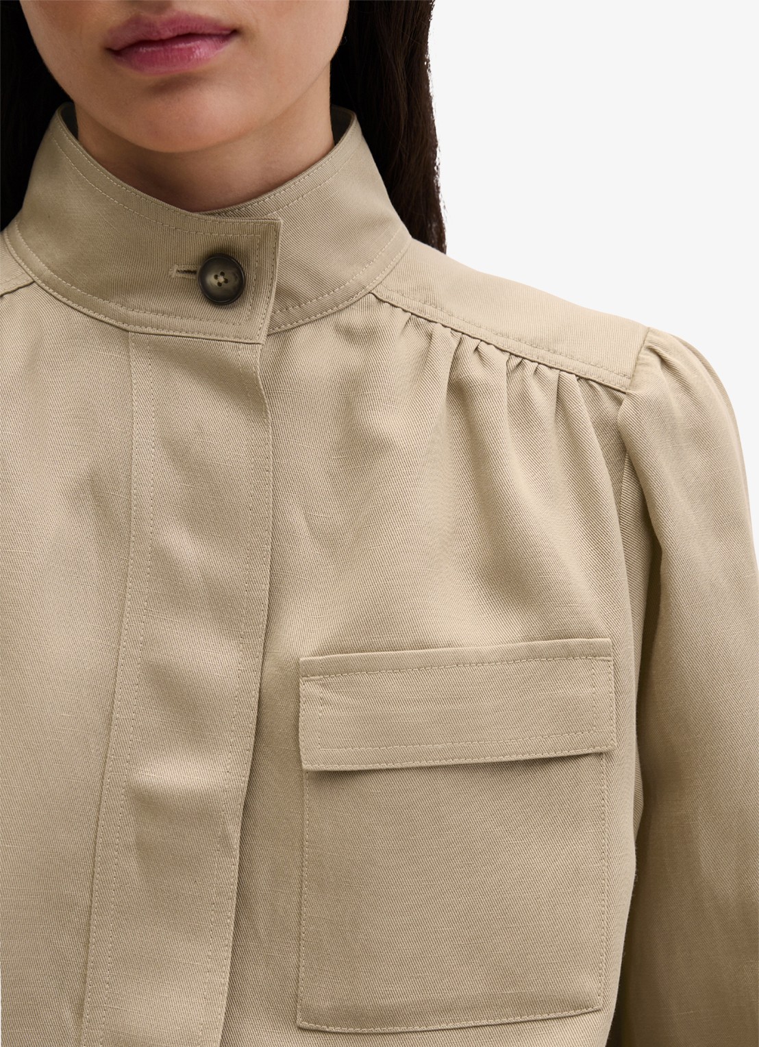Marc O'Polo Blouse met borstzak - detail 5 sandpaper-2326 / beige