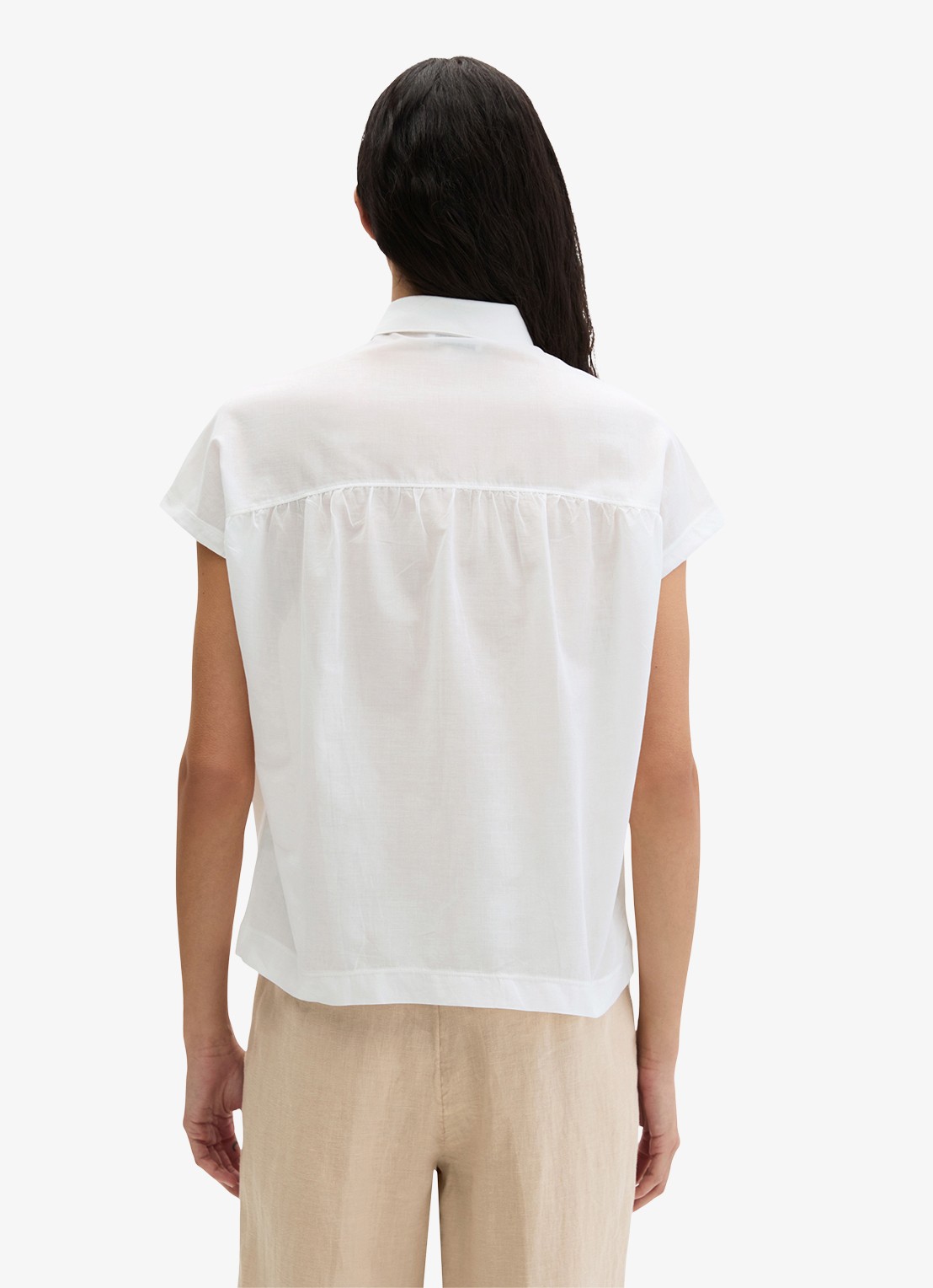 Marc O'Polo Blouse met kraag - achterkant 5 white cotton-1180 / wit