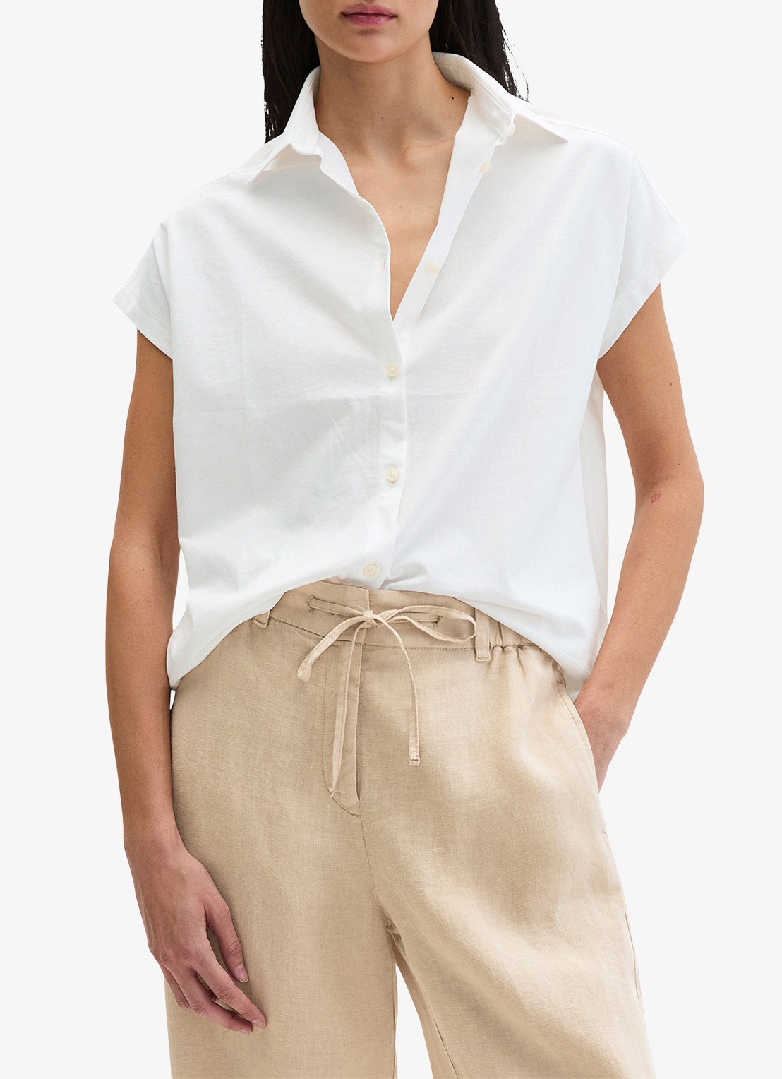 Marc O'Polo Blouse met kraag - detail 3 white cotton-1180 / wit