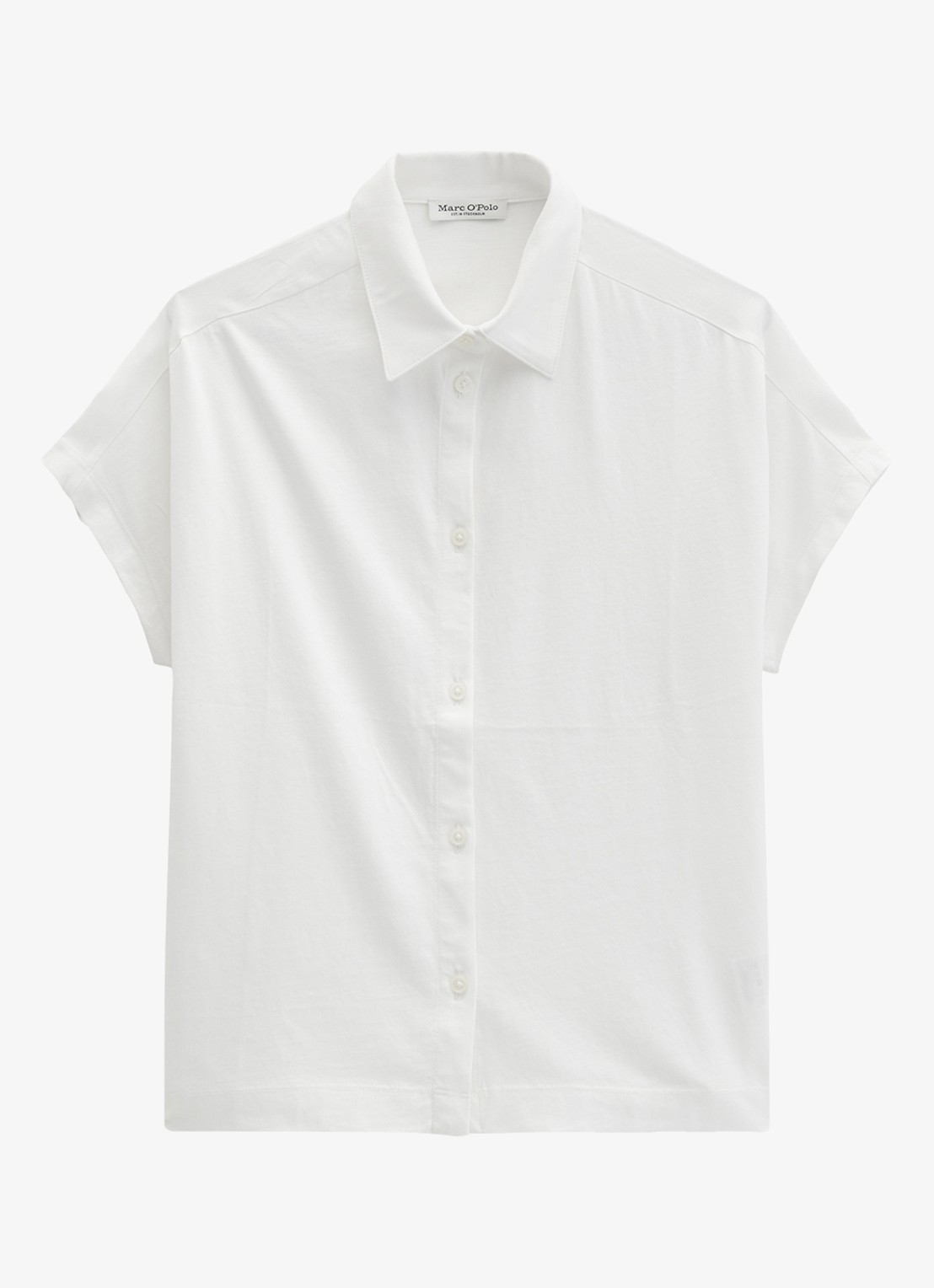 Marc O'Polo Blouse met kraag - voorkant white cotton-1180 / wit