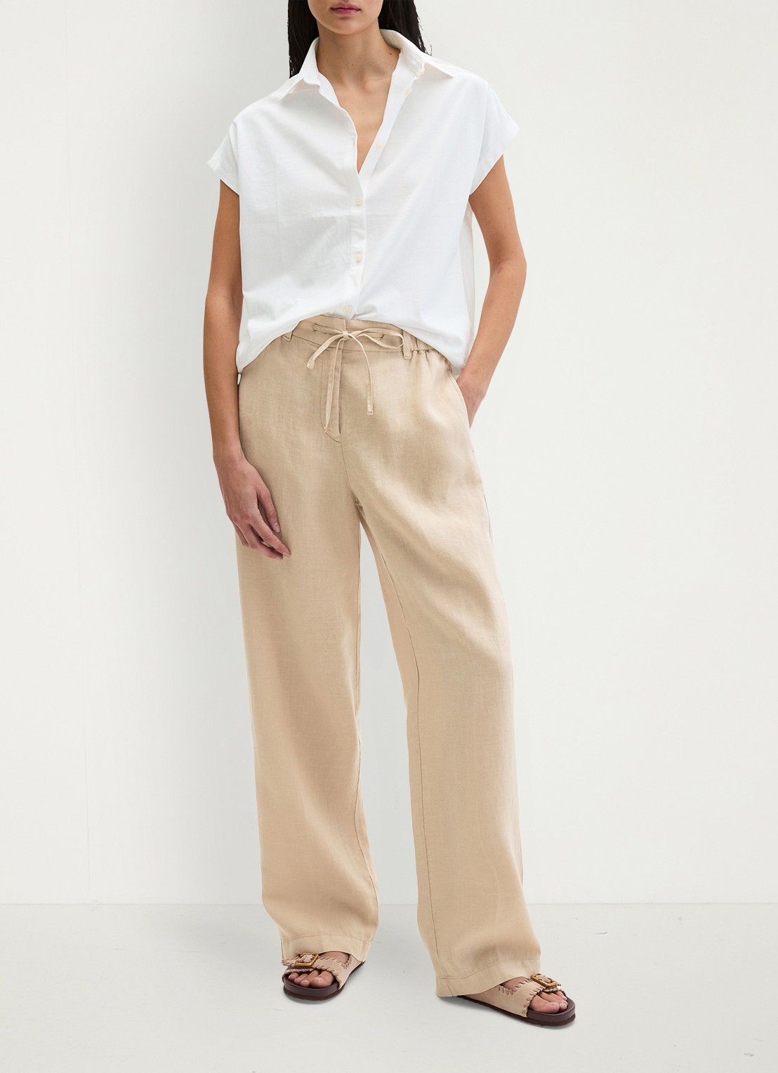 Marc O'Polo Blouse met kraag - voorkant 2 white cotton-1180 / wit