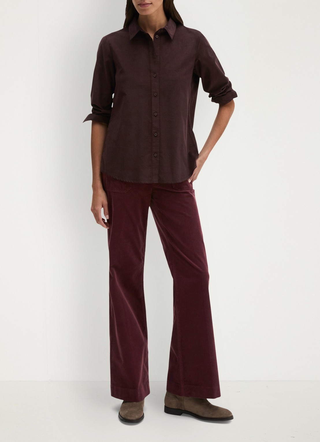 Marc O'Polo Blouse met kraag - voorkant 2 aubergine