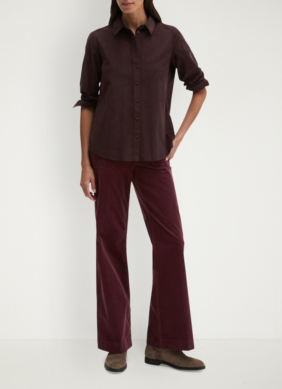 Marc O'Polo Blouse met kraag - voorkant 2 aubergine