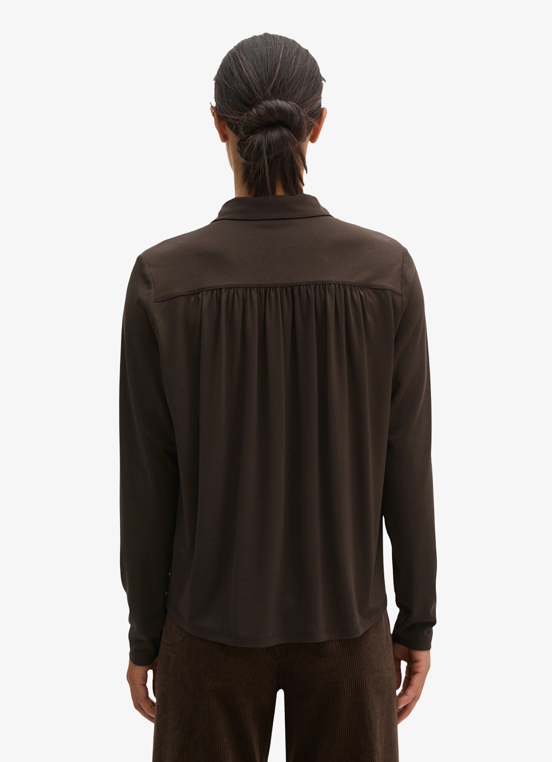 Marc O'Polo Blouse met plooidetail - achterkant 5 burnt coffee / bruin