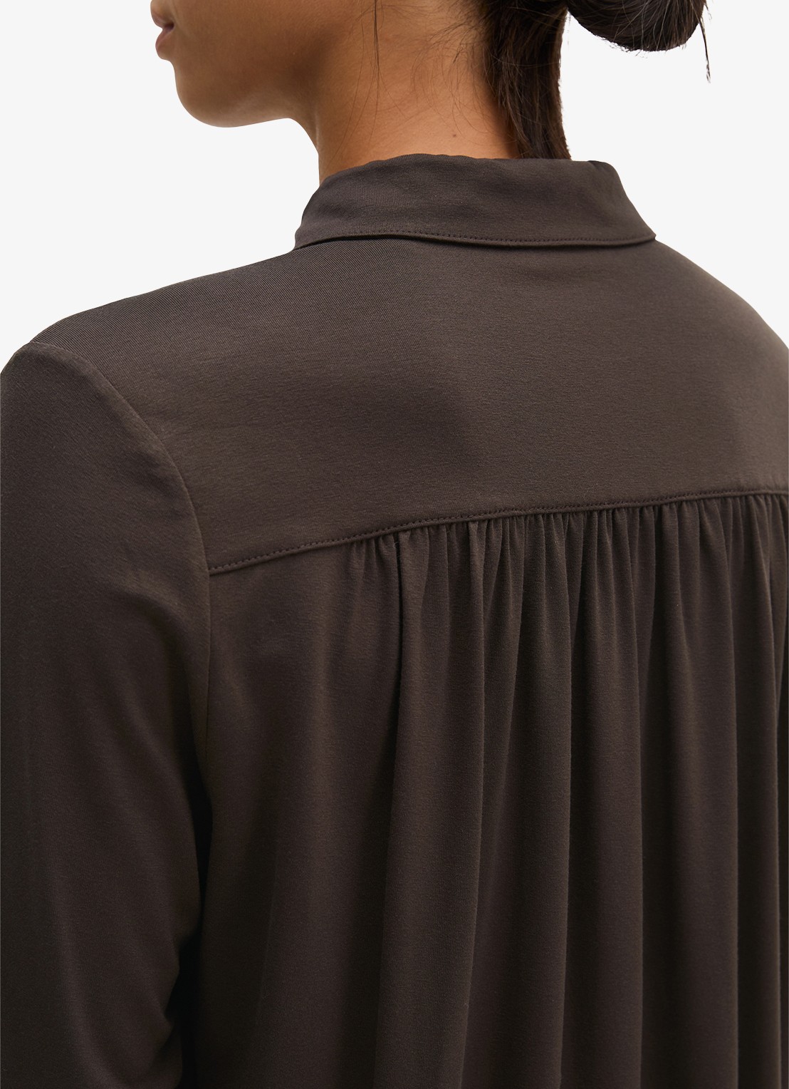 Marc O'Polo Blouse met plooidetail - detail 4 burnt coffee / bruin