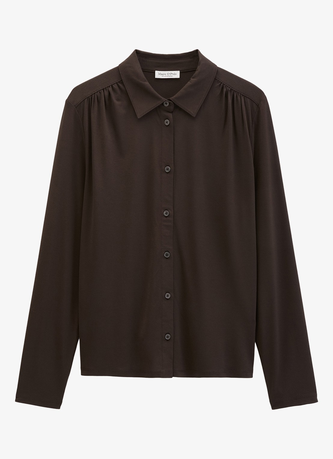Marc O'Polo Blouse met plooidetail - voorkant burnt coffee / bruin