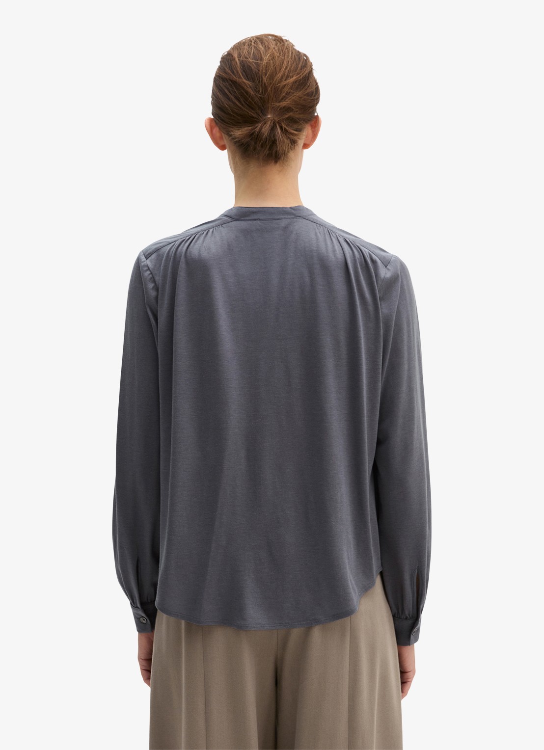 Marc O'Polo Blouse met ronde hals - achterkant 5 grijs
