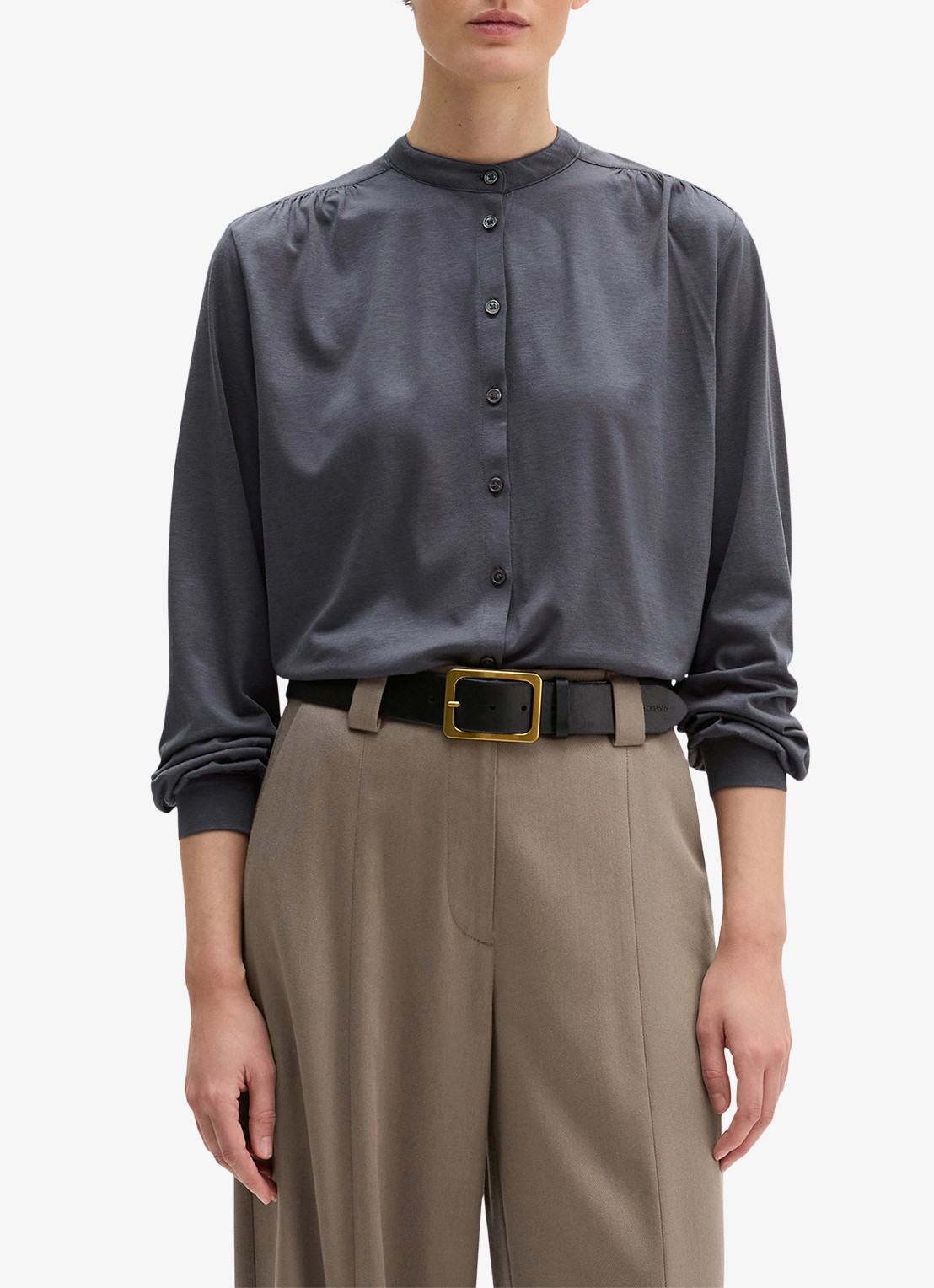Marc O'Polo Blouse met ronde hals - detail 3 grijs