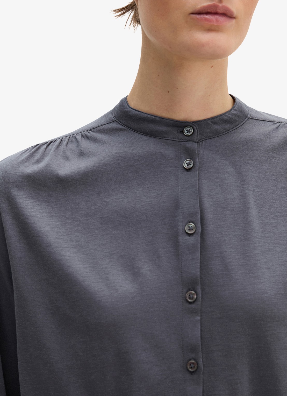 Marc O'Polo Blouse met ronde hals - detail 4 grijs