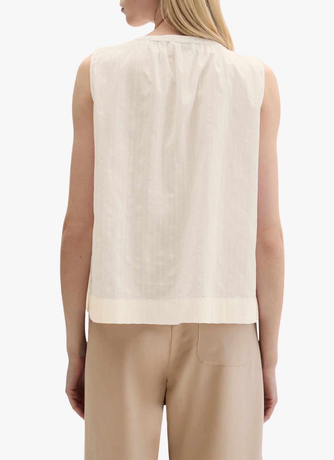 Marc O'Polo Blouse met ronde hals - achterkant white cotton-1180 / wit