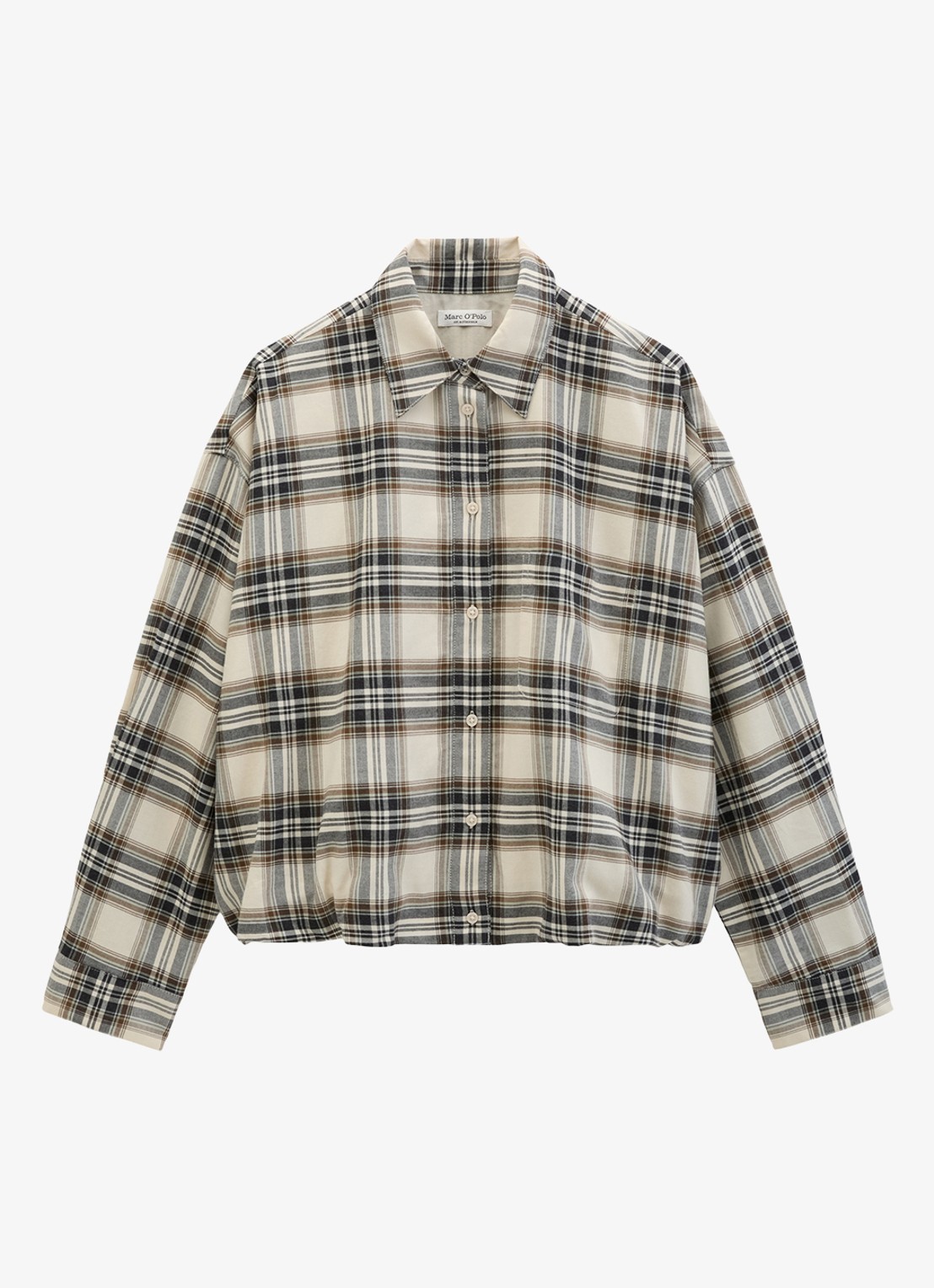 Marc O'Polo Blouse met ruitdessin - voorkant 4 off white multi / wit