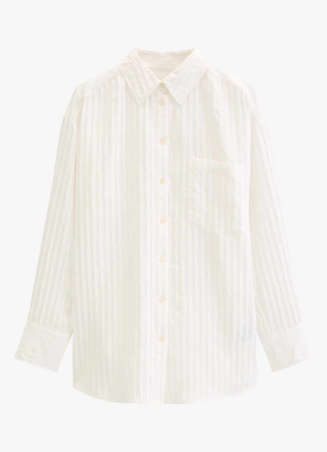 Marc O'Polo Blouse met streepprint en borstzak - voorkant wit