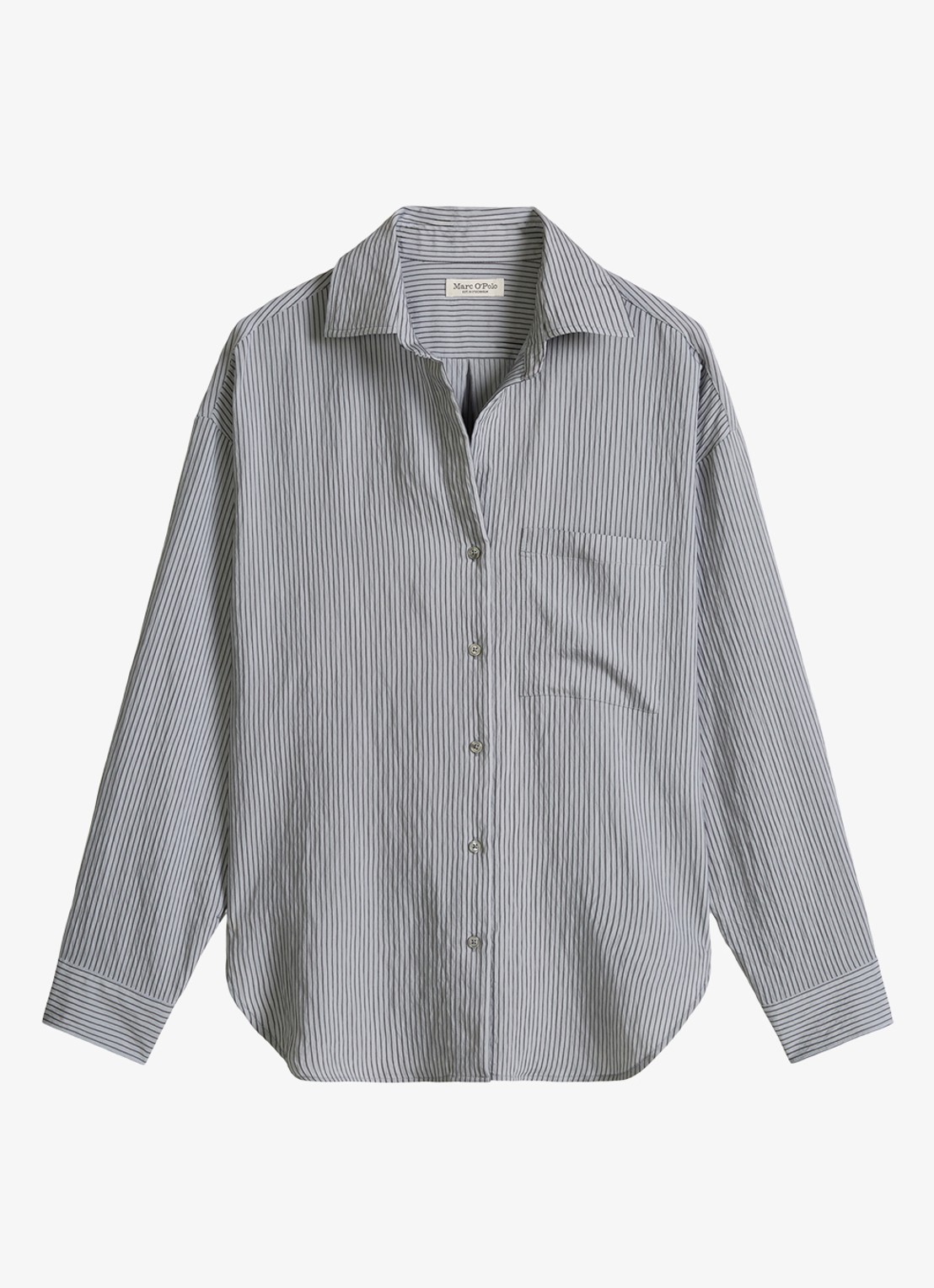 Marc O'Polo Blouse met streepprint en borstzak - voorkant 3 blauw