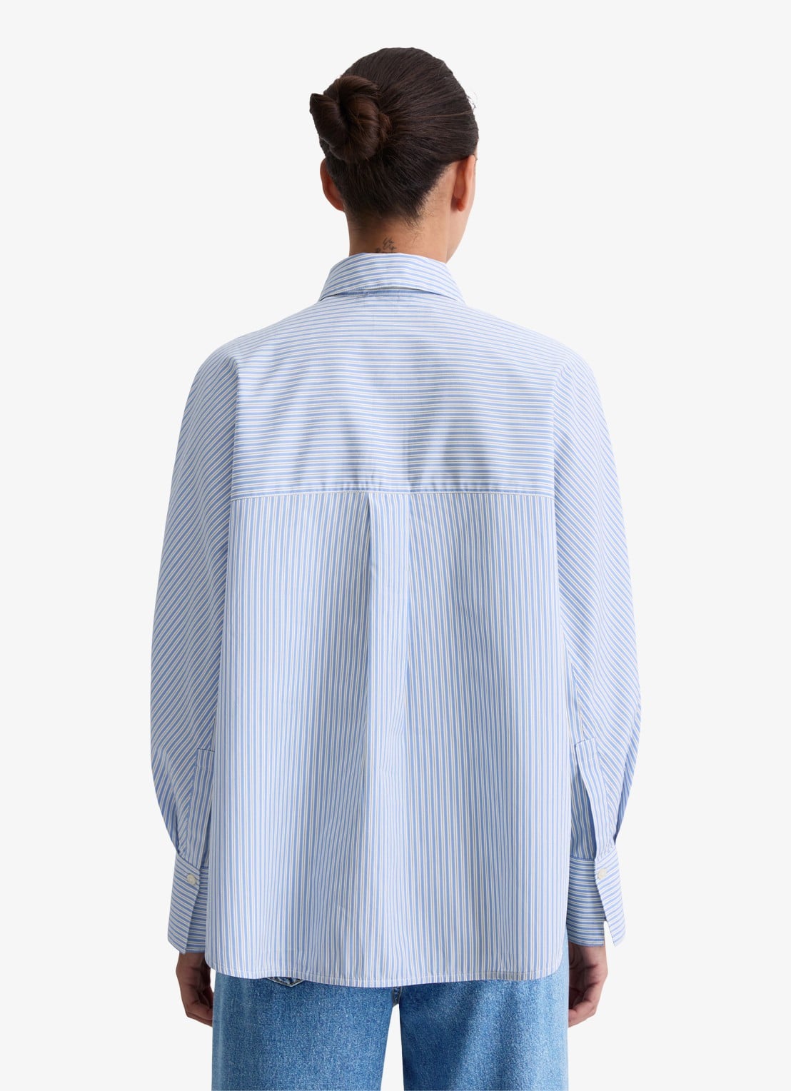 Marc O'Polo Blouse met streepprint - achterkant lichtblauw