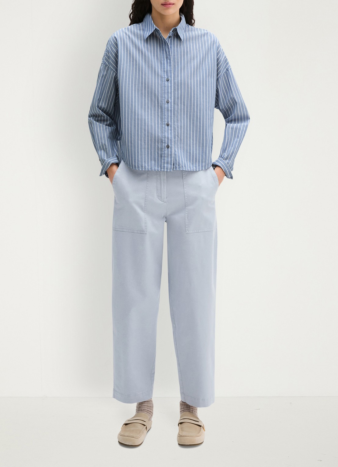 Marc O'Polo Blouse met streepprint - voorkant 2 blauw