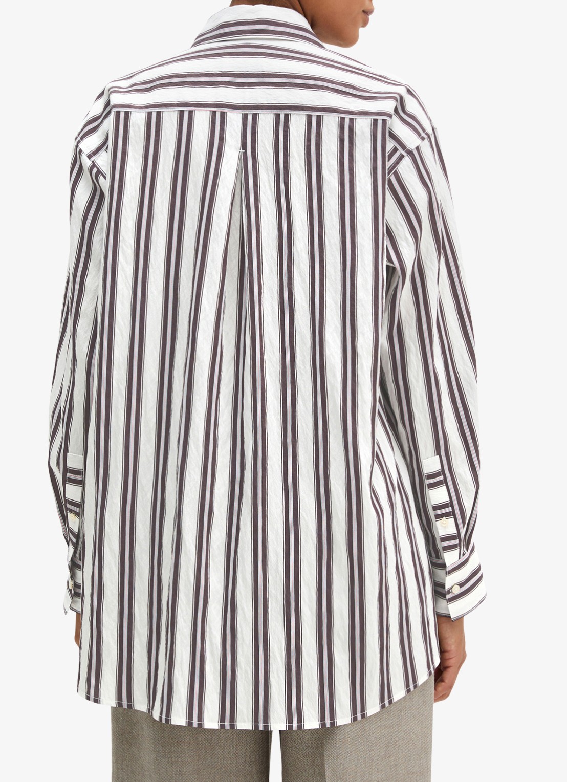 Marc O'Polo Blouse met streepprint - achterkant 3 bruin