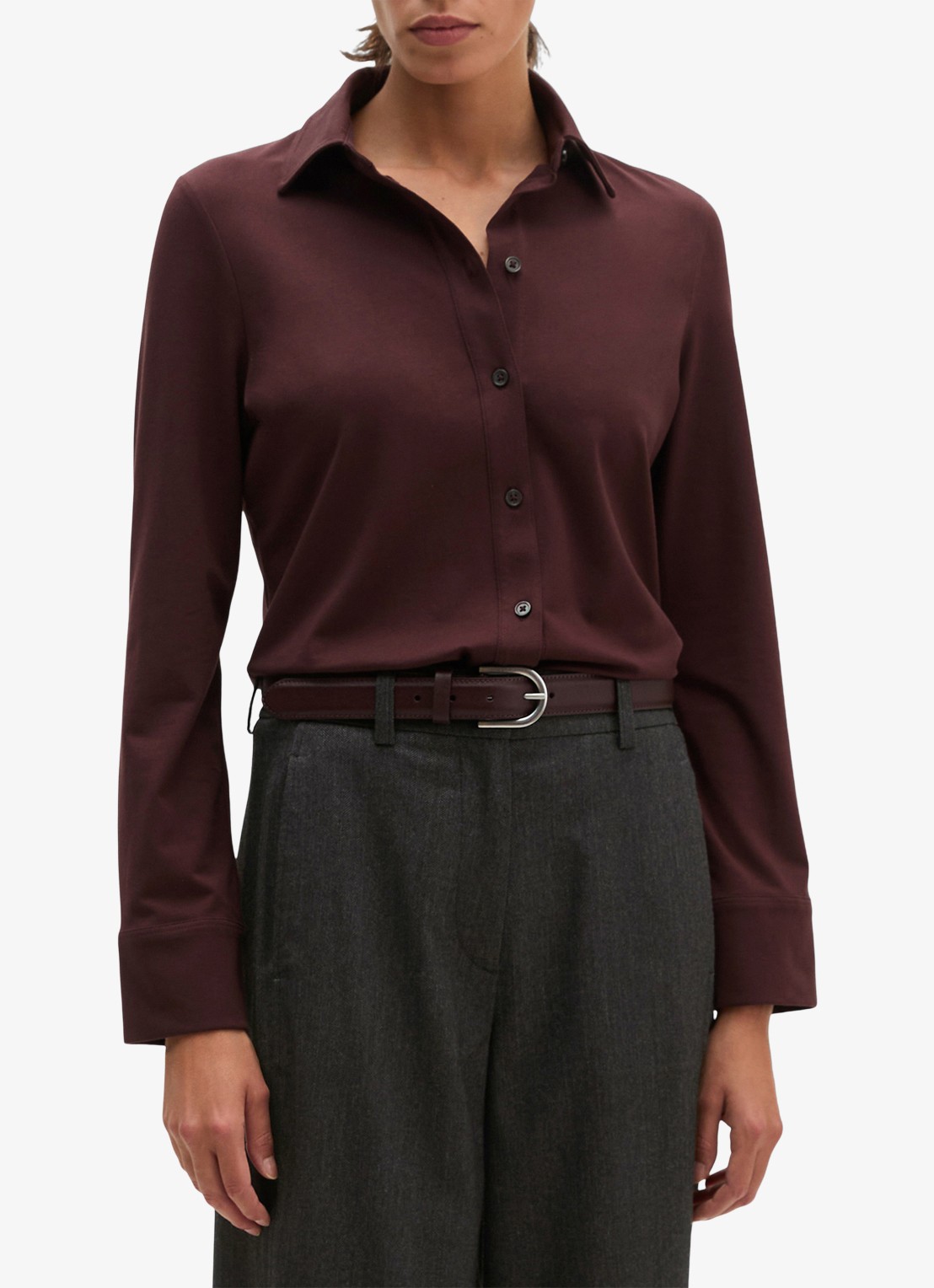 Marc O'Polo Blouse met stretch - detail 4 aubergine