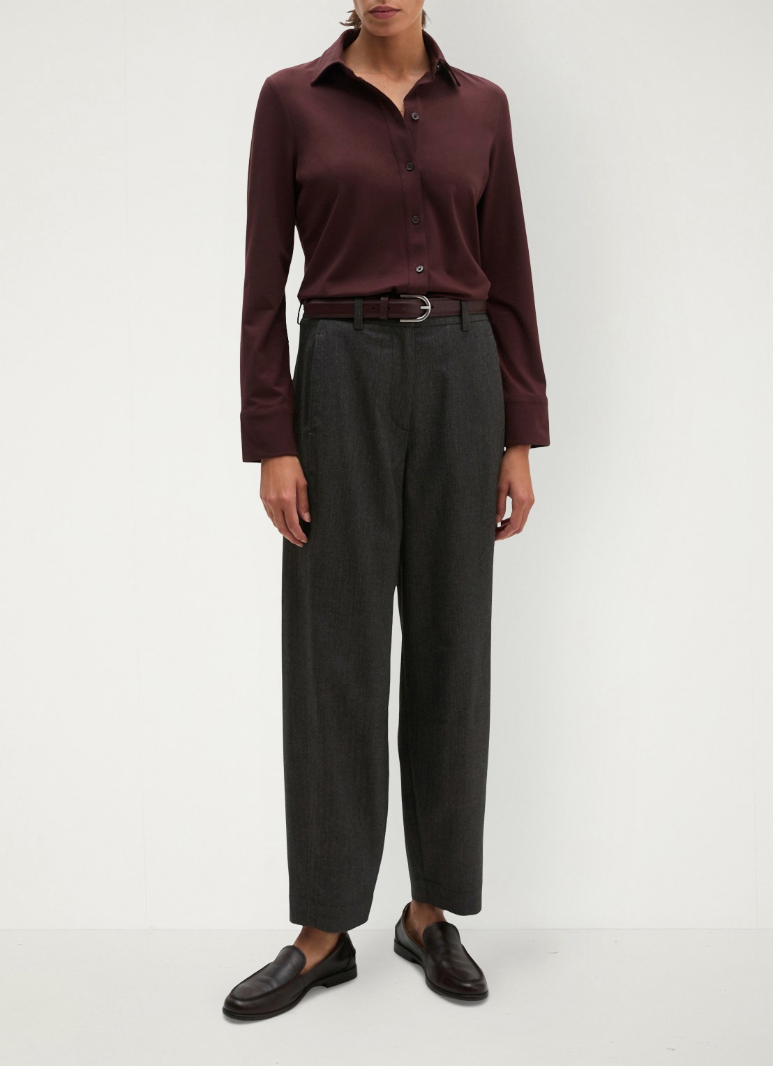 Marc O'Polo Blouse met stretch - voorkant 2 aubergine