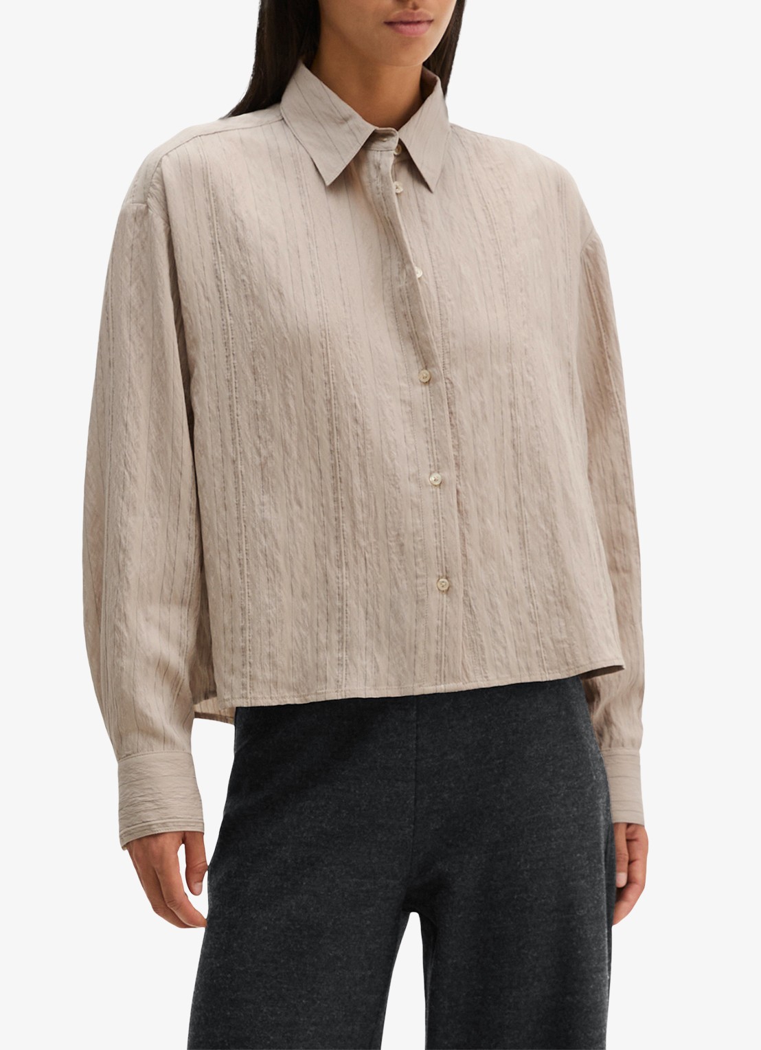 Marc O'Polo Blouse met structuur  - detail beige