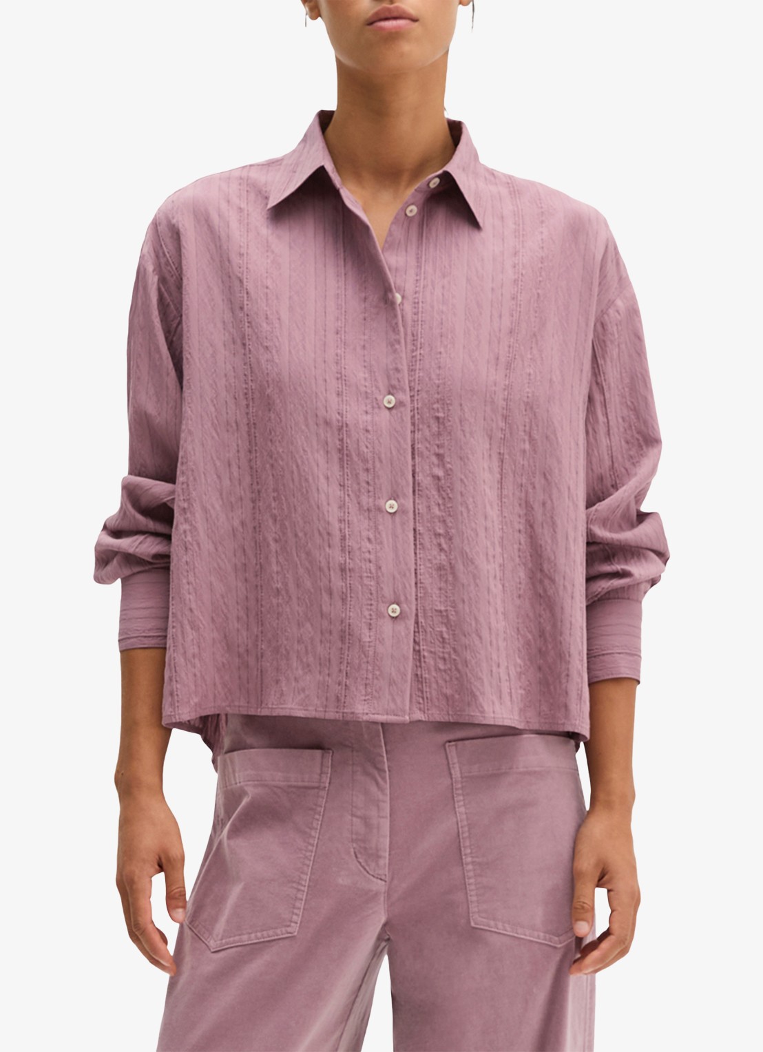 Marc O'Polo Blouse met structuur  - detail roze