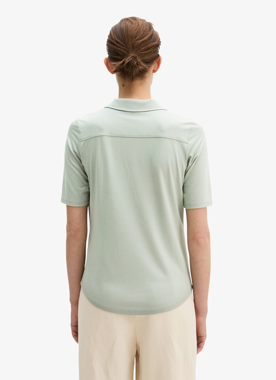 Marc O'Polo Blouse met wide spread kraag - achterkant 3 lindegroen