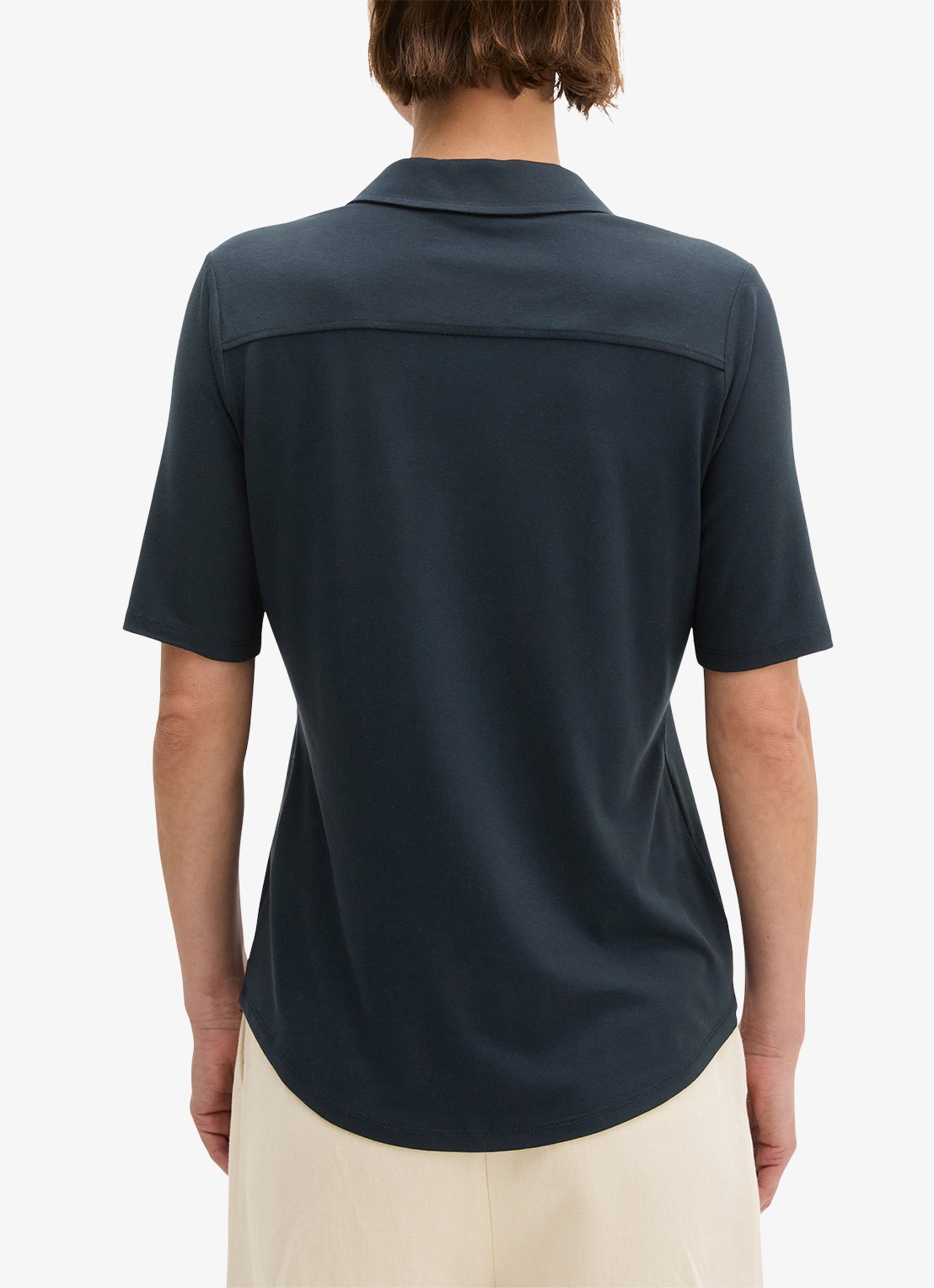 Marc O'Polo Blouse met wide spread kraag - achterkant 3 donkerblauw