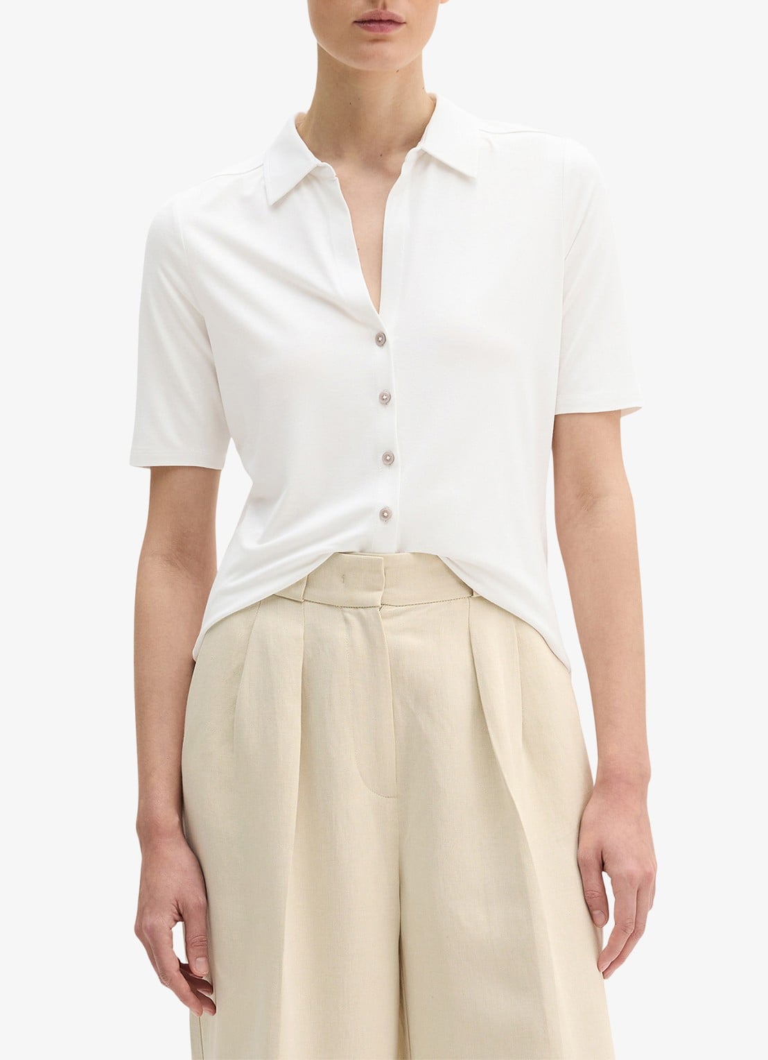 Marc O'Polo Blouse met wide spread kraag - detail 4 wit