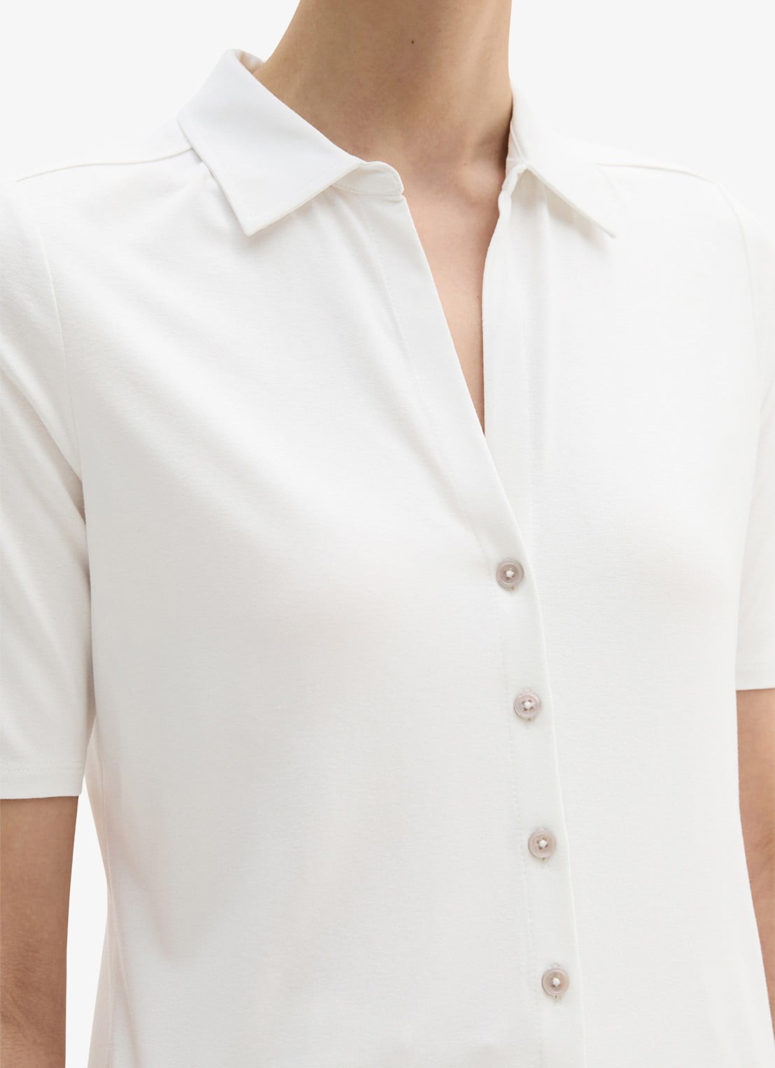 Marc O'Polo Blouse met wide spread kraag - detail 5 wit