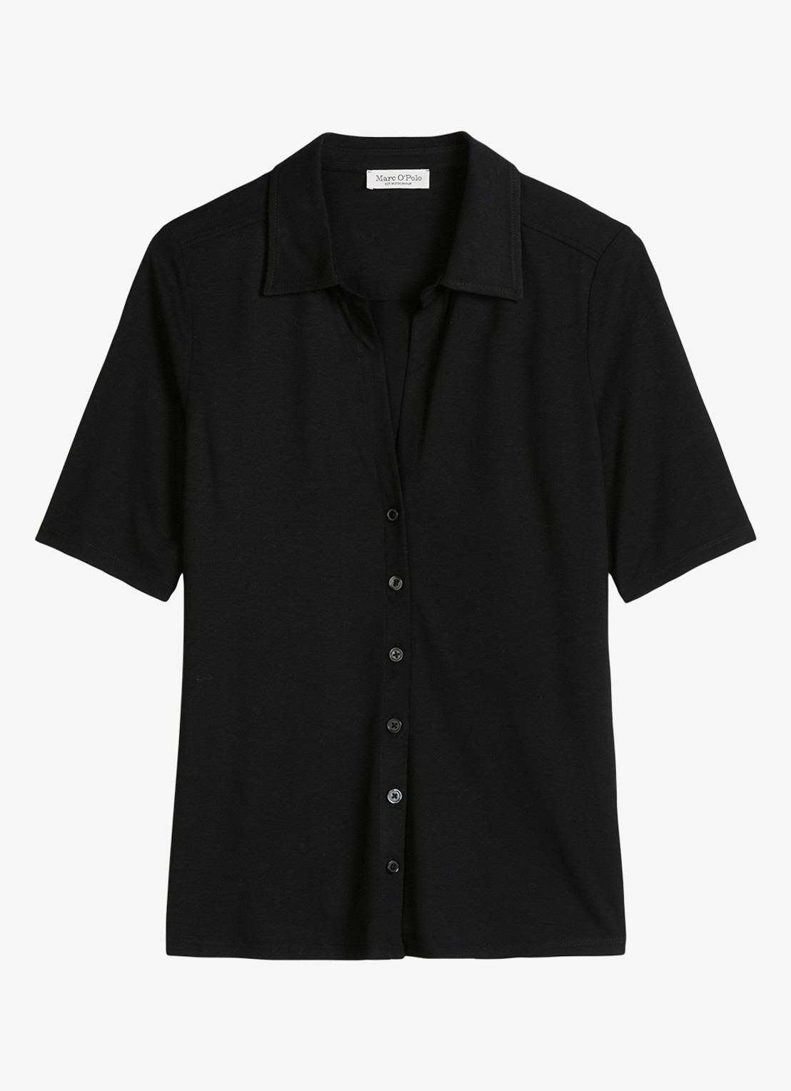 Marc O'Polo Blouse met wide spread kraag - voorkant 2 zwart