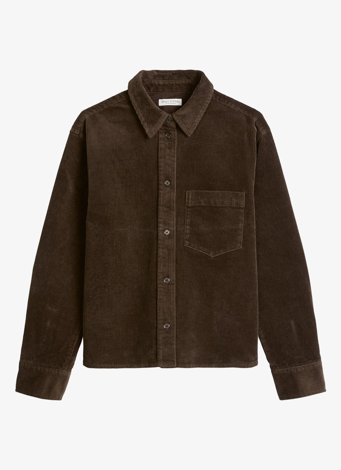Marc O'Polo Blouse van coduroy met borstzak - voorkant 3 burnt coffee / bruin
