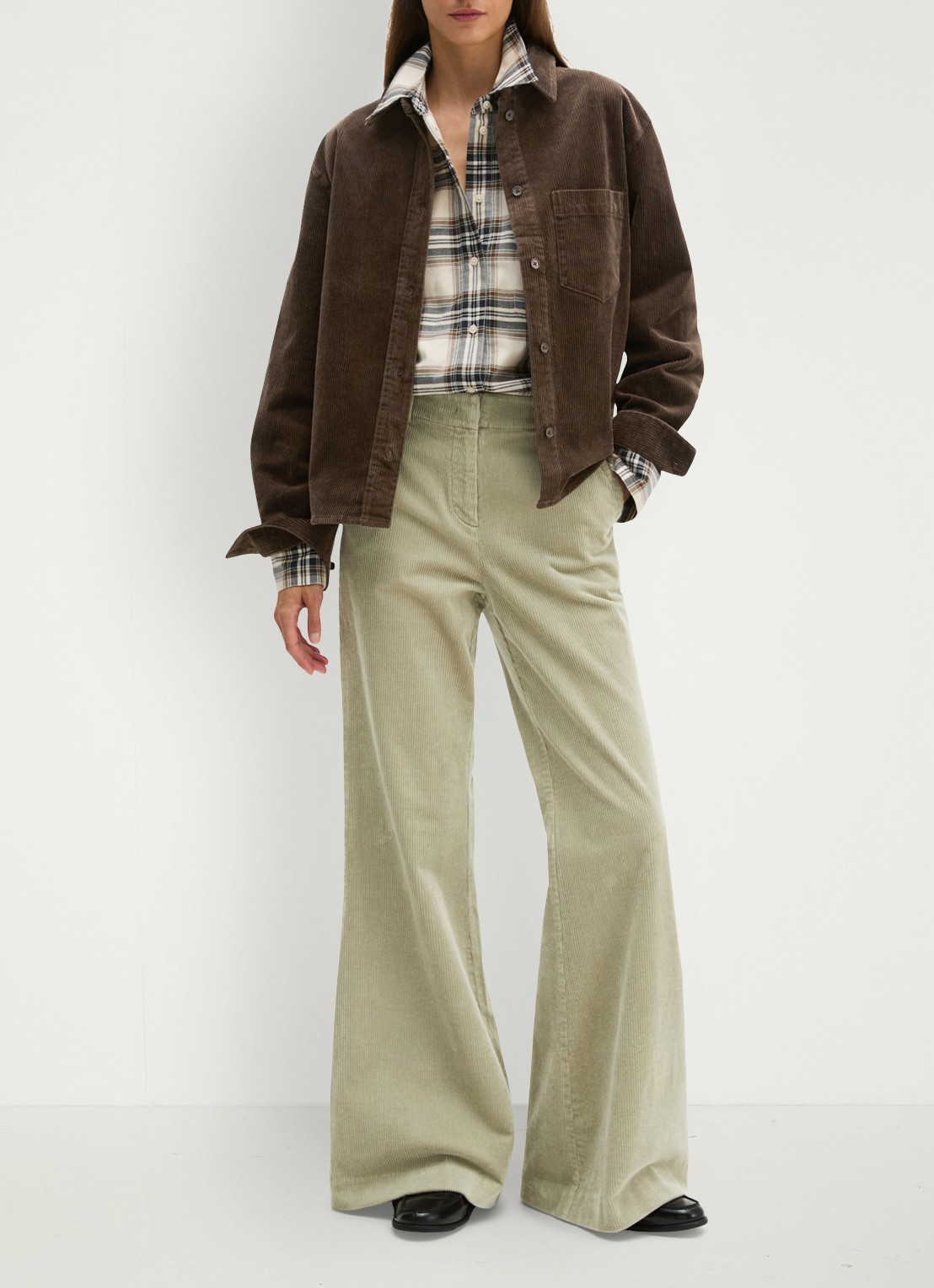 Marc O'Polo Blouse van coduroy met borstzak - voorkant 4 burnt coffee / bruin