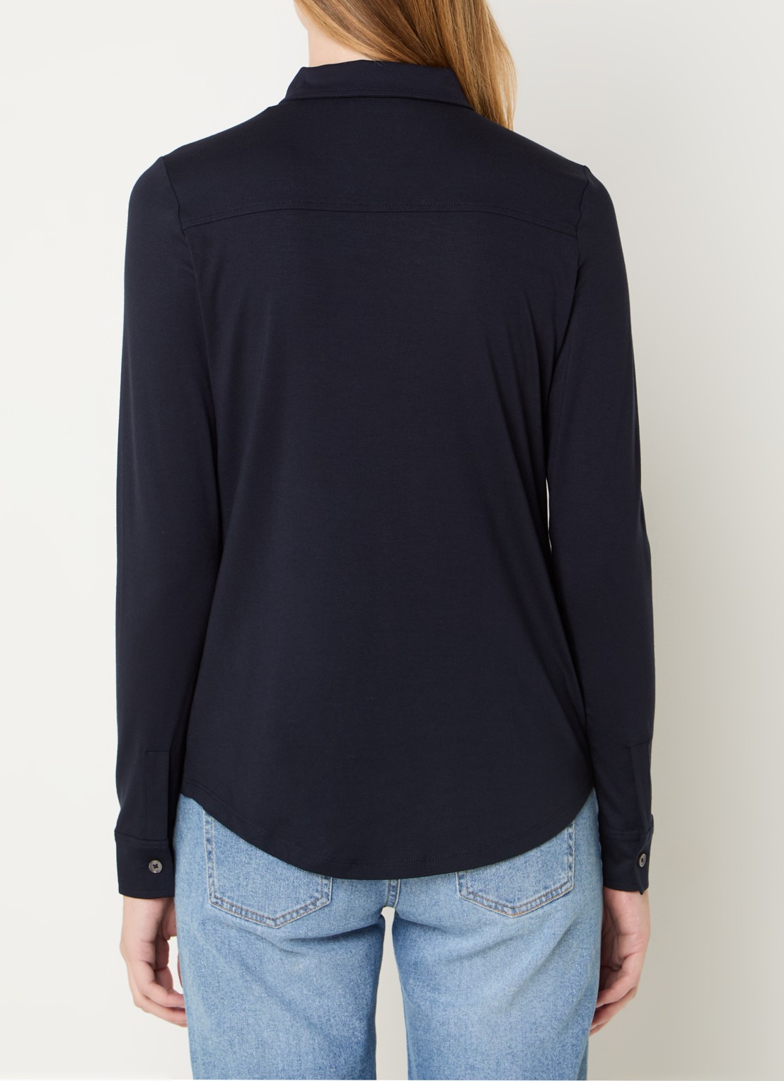 Marc O'Polo Blouse van jersey met stretch - achterkant 2 donkerblauw