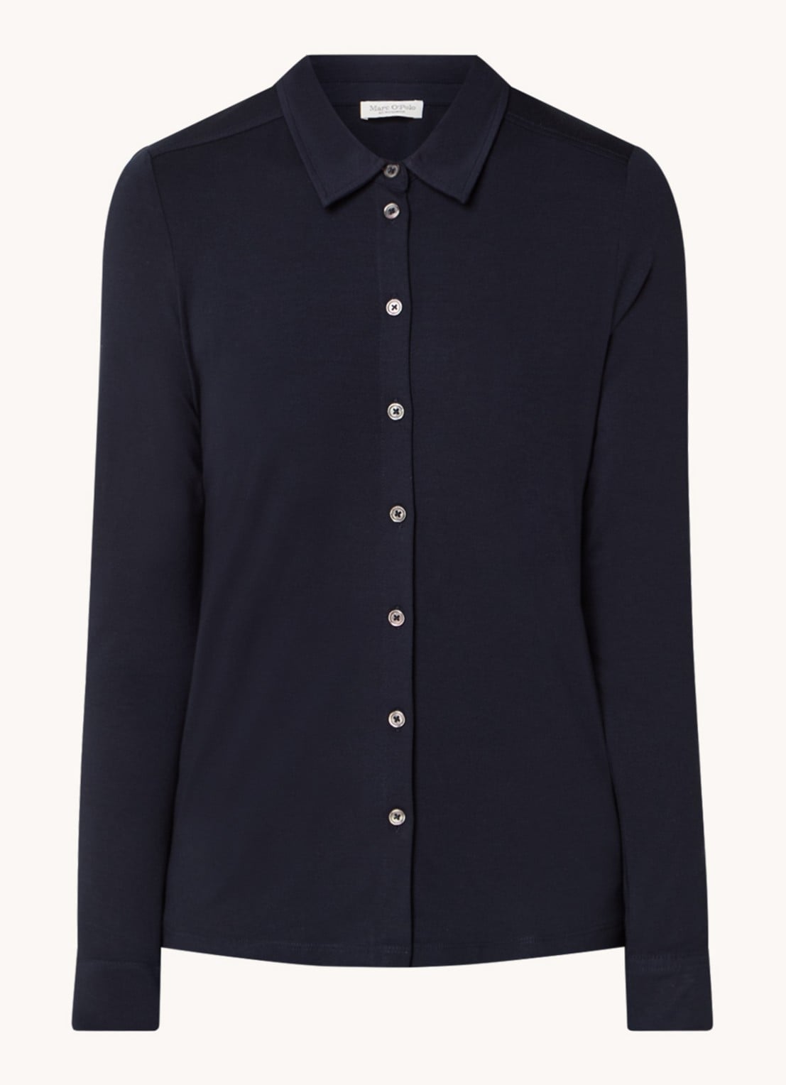 Marc O'Polo Blouse van jersey met stretch - voorkant 3 donkerblauw