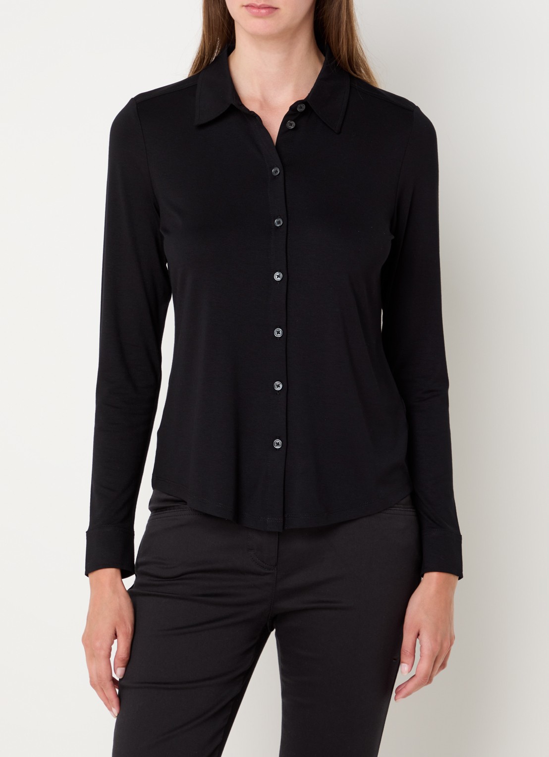 Marc O'Polo Blouse van jersey met stretch - detail 4 zwart