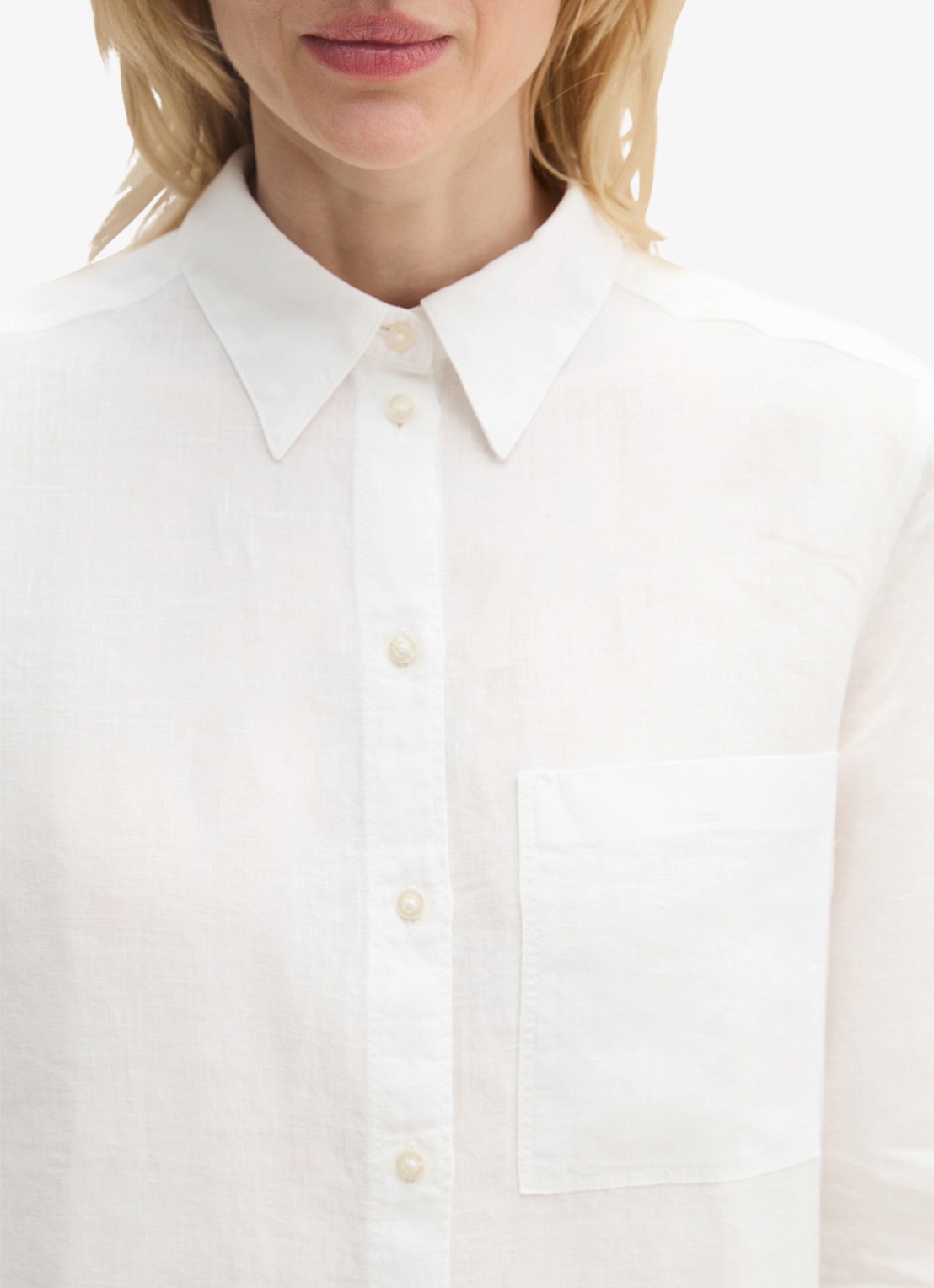 Marc O'Polo Blouse van linnen met borstzak - detail 5 wit