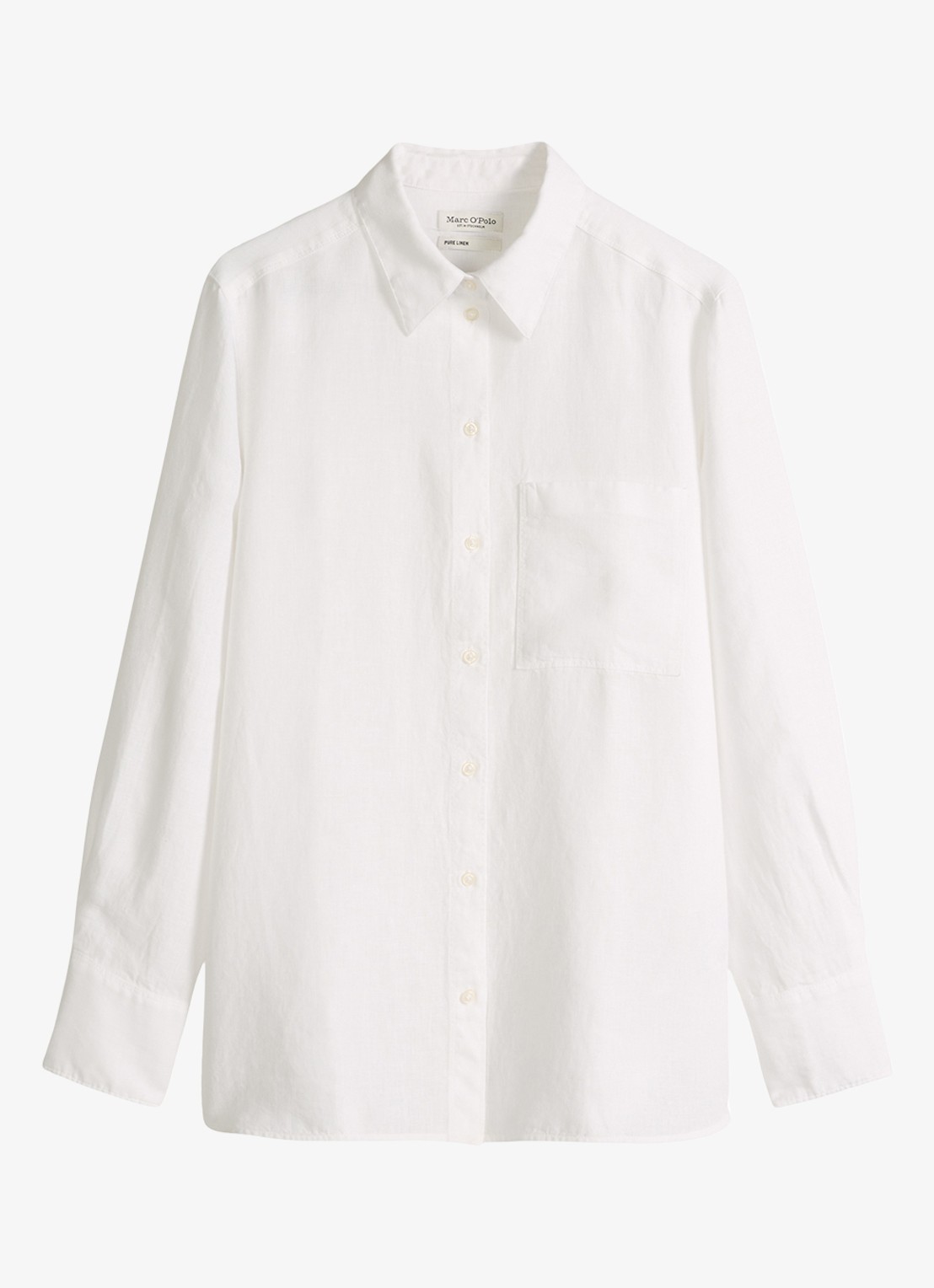 Marc O'Polo Blouse van linnen met borstzak - voorkant 2 wit