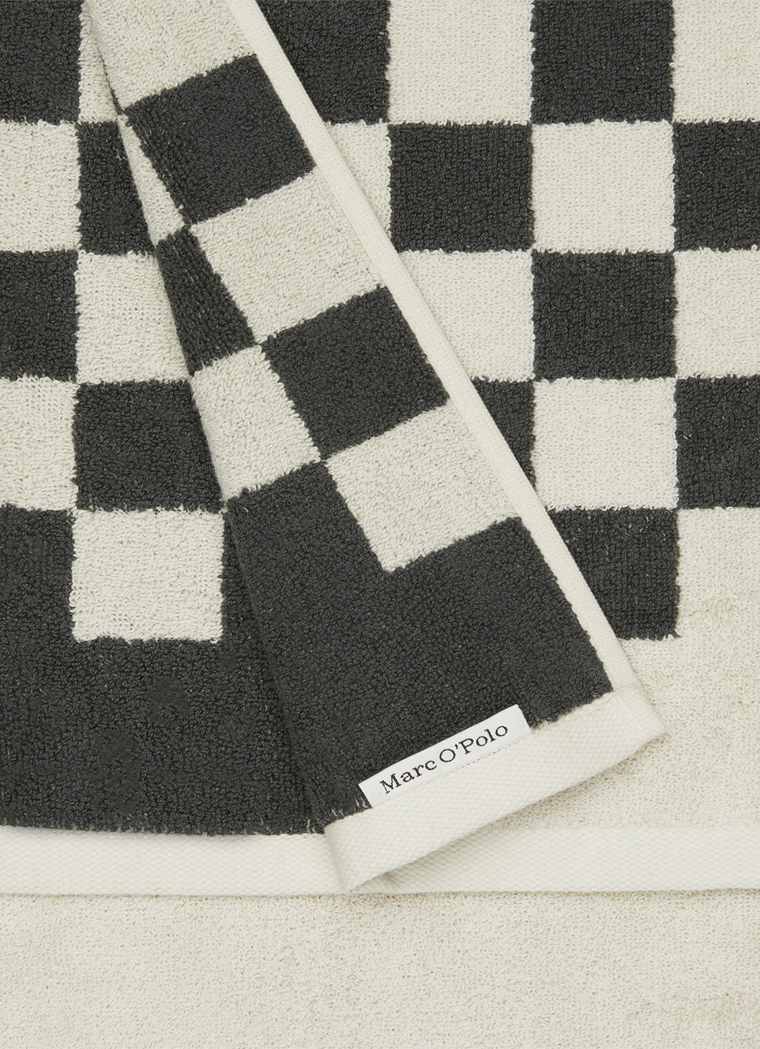 Marc O'Polo Checker badhanddoek - 550 gr/m2 - voorkant 2 antraciet