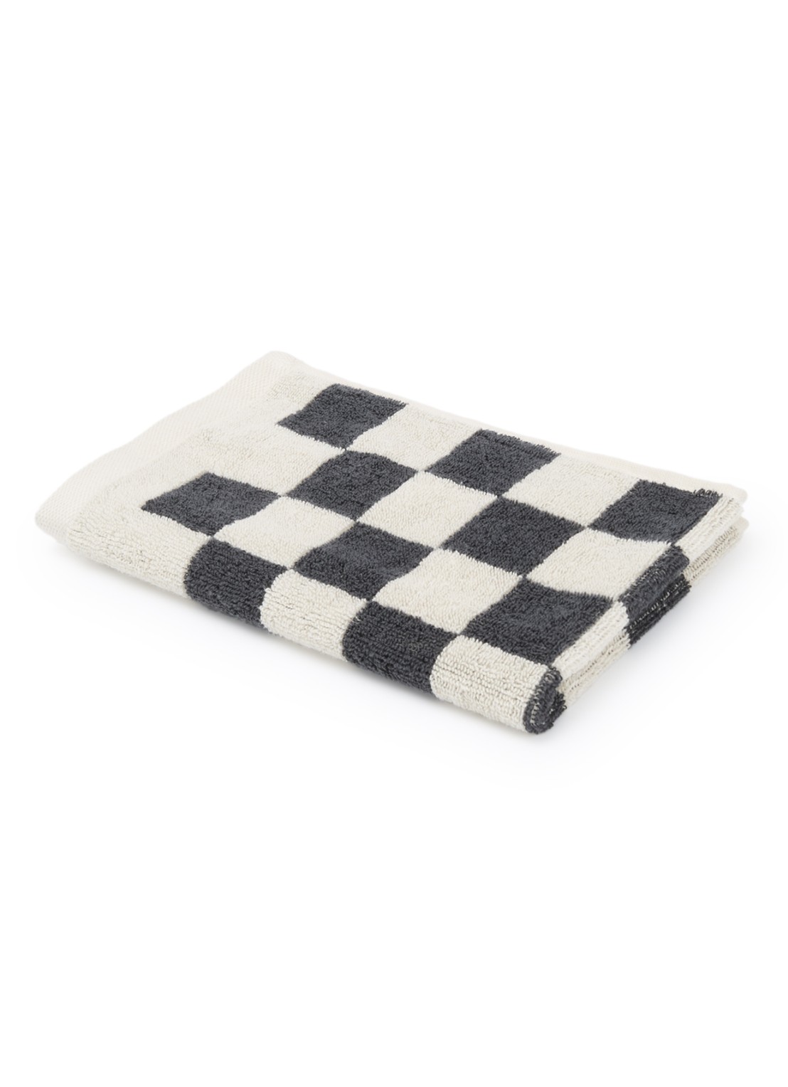 Marc O'Polo Checker gastendoek 30 x 50 cm - voorkant 2 antraciet