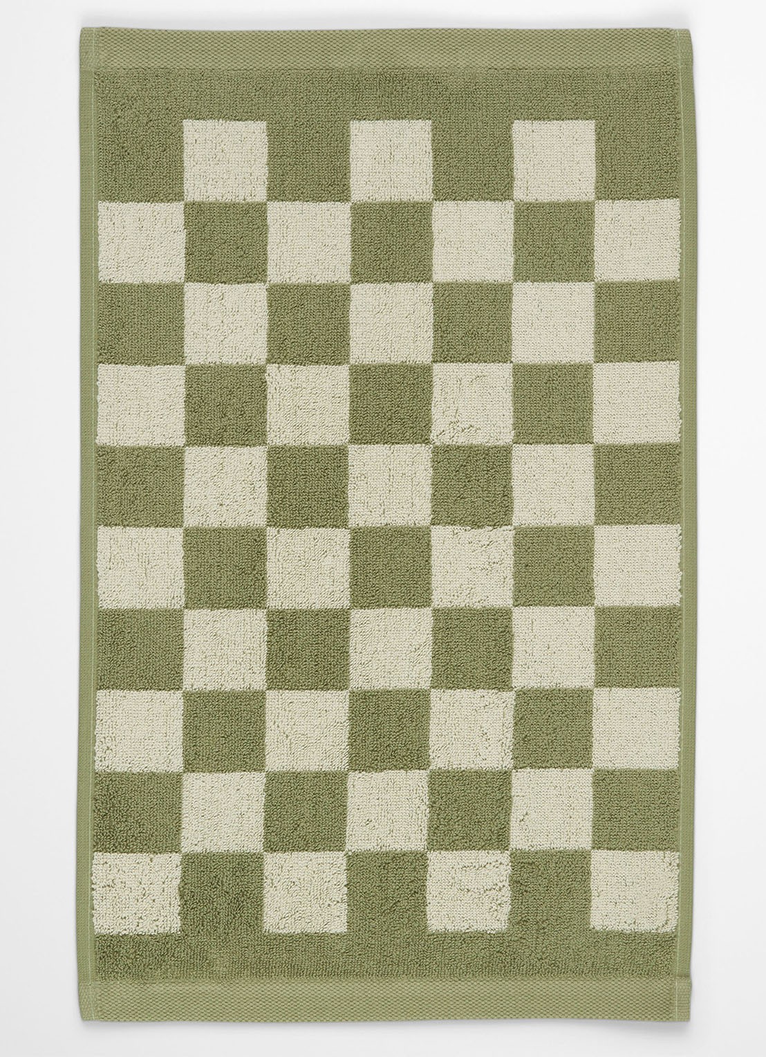 Marc O'Polo Checker gastendoek van  katoen badstof - detail 4 olijfgroen