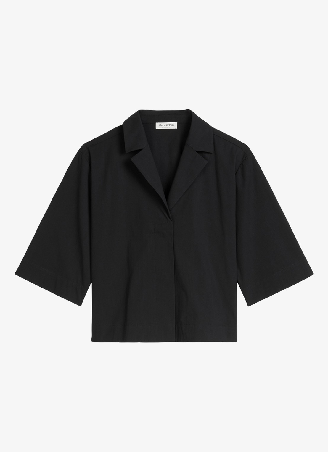 Marc O'Polo Cropped blouse met blinde knoopsluiting - voorkant 4 black / zwart