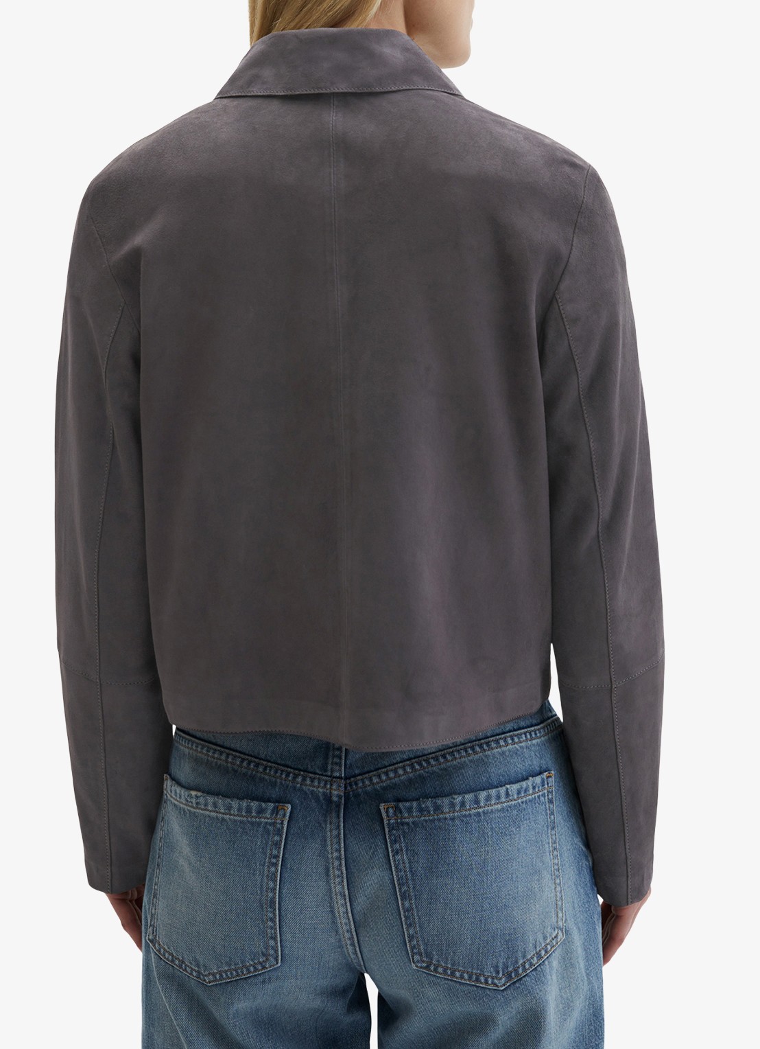 Marc O'Polo Cropped jack met steekzakken - achterkant donkergrijs