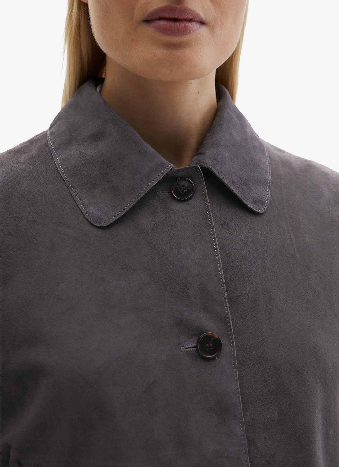 Marc O'Polo Cropped jack met steekzakken - detail 3 donkergrijs