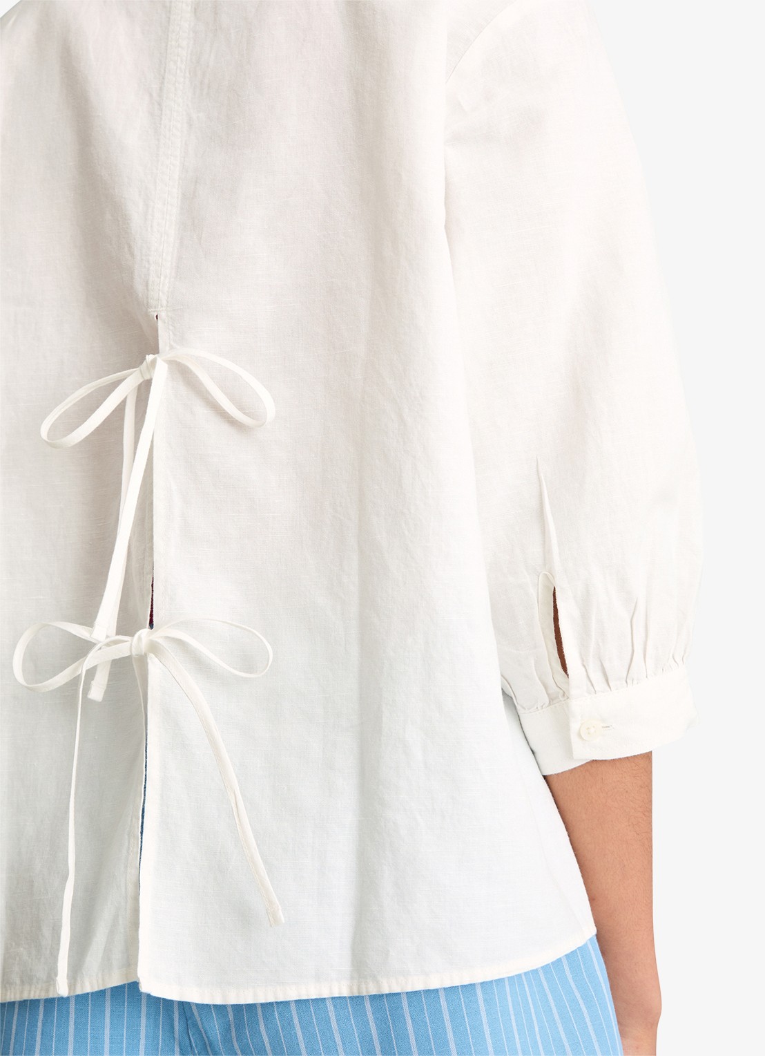 Marc O'Polo Denim Blouse met gestrikt detail - detail 3 wit