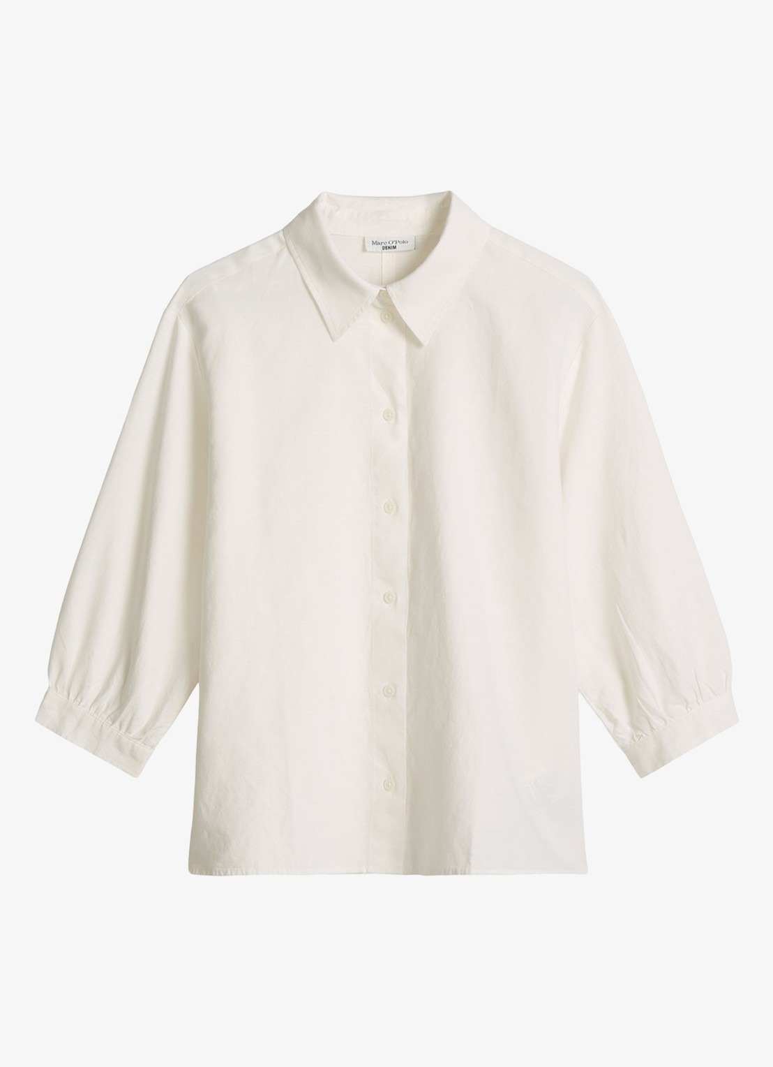 Marc O'Polo Denim Blouse met gestrikt detail - voorkant 4 wit