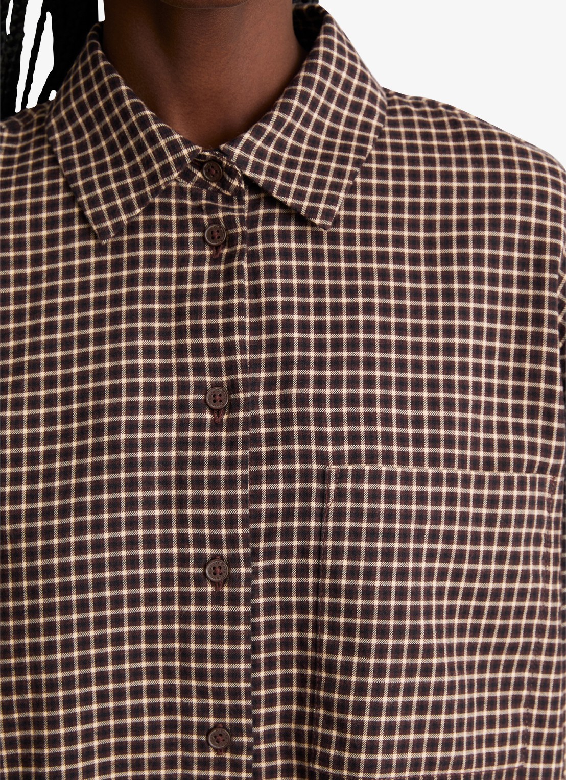 Marc O'Polo Denim Blouse met ruitdessin  - detail 2 zwart