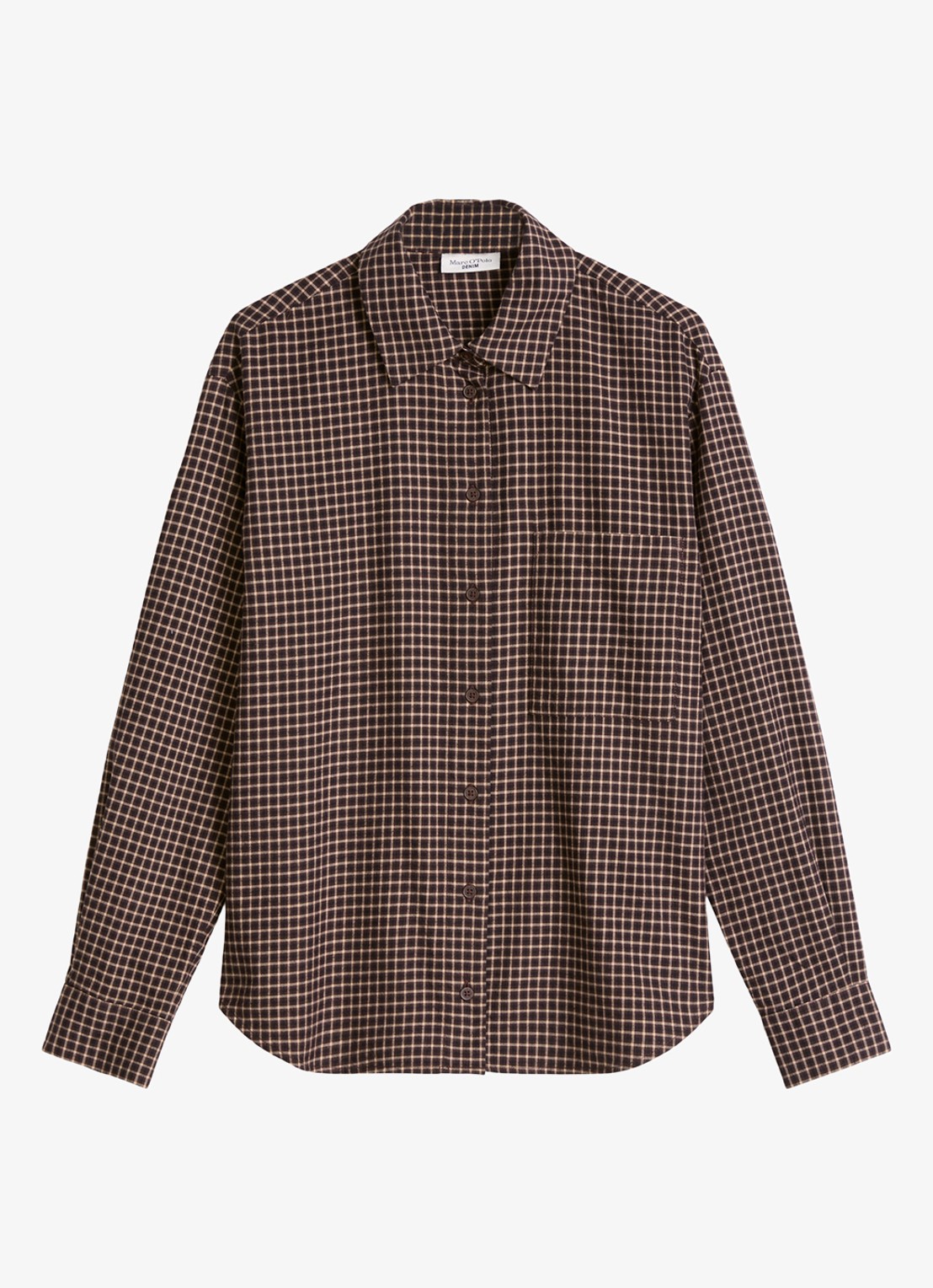 Marc O'Polo Denim Blouse met ruitdessin  - voorkant 4 zwart